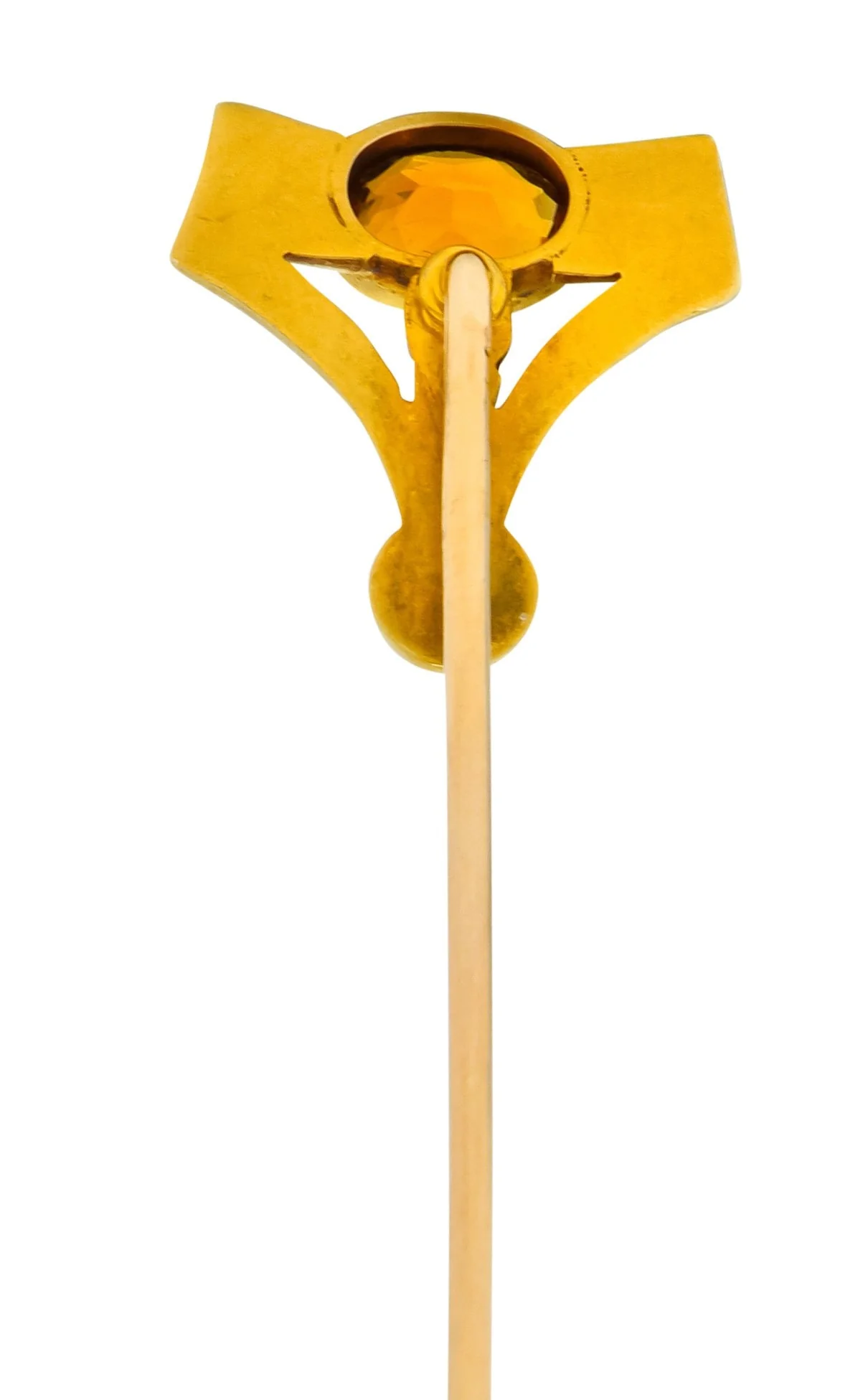 Sloan & Co. Art Nouveau Citrine Pearl 14 Karat Gold Stylized Greek Key Stickpin - Image 4