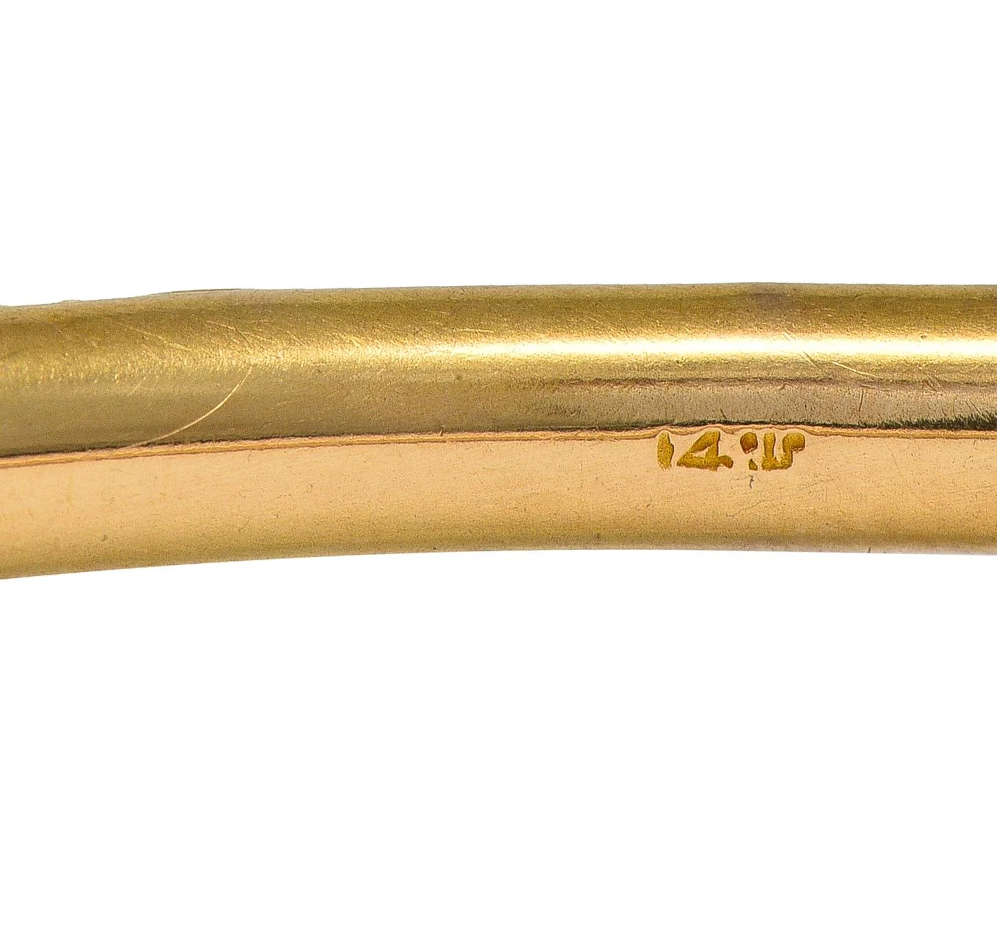Sloan & Co. Late Victorian 14 Karat Yellow Gold Ornamental Floral Antique Bangle Bracelet - Image 3