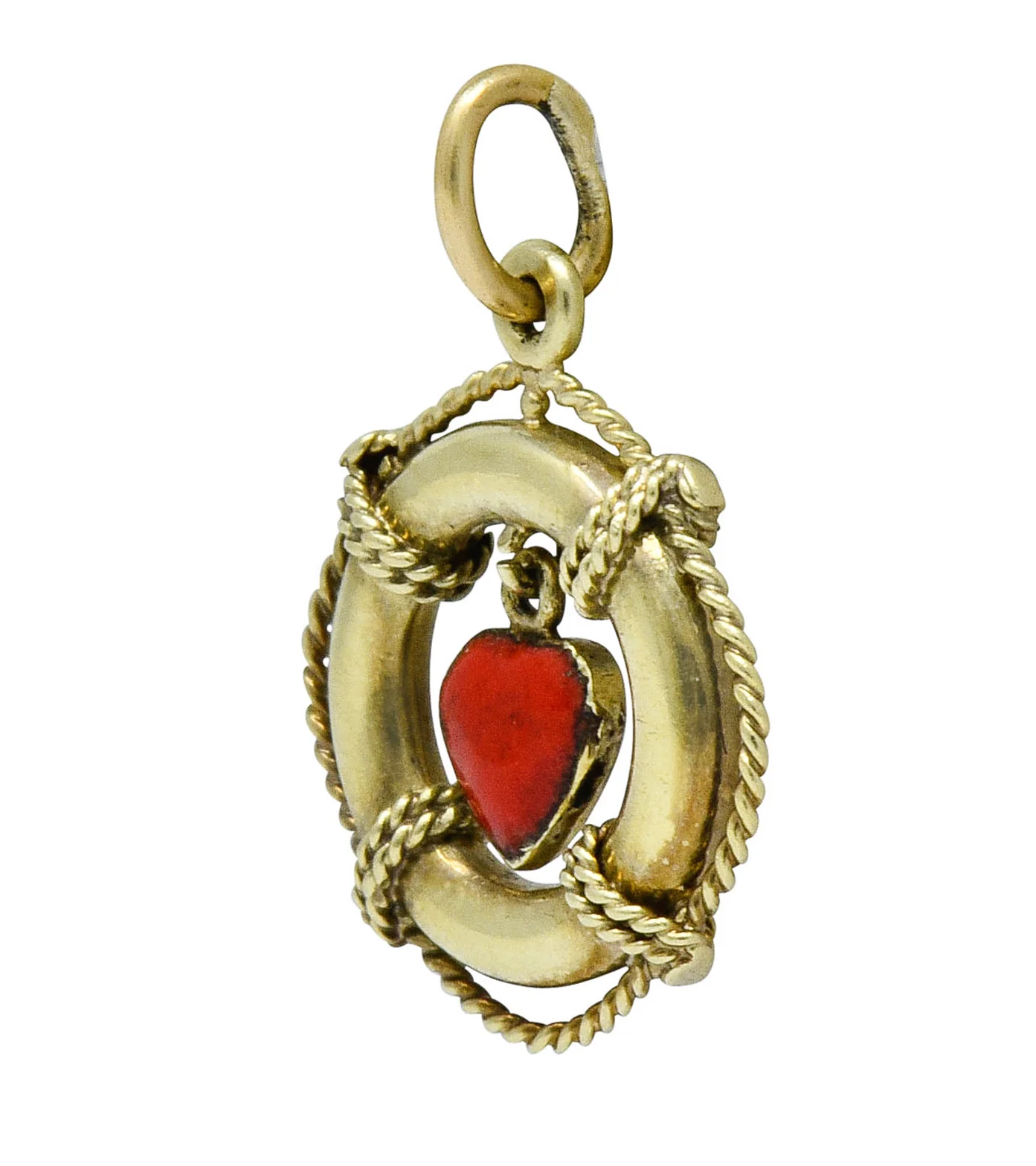 Sloan & Co. Retro 14 Karat Gold Articulated Heart Life Preserver Charm - Image 3
