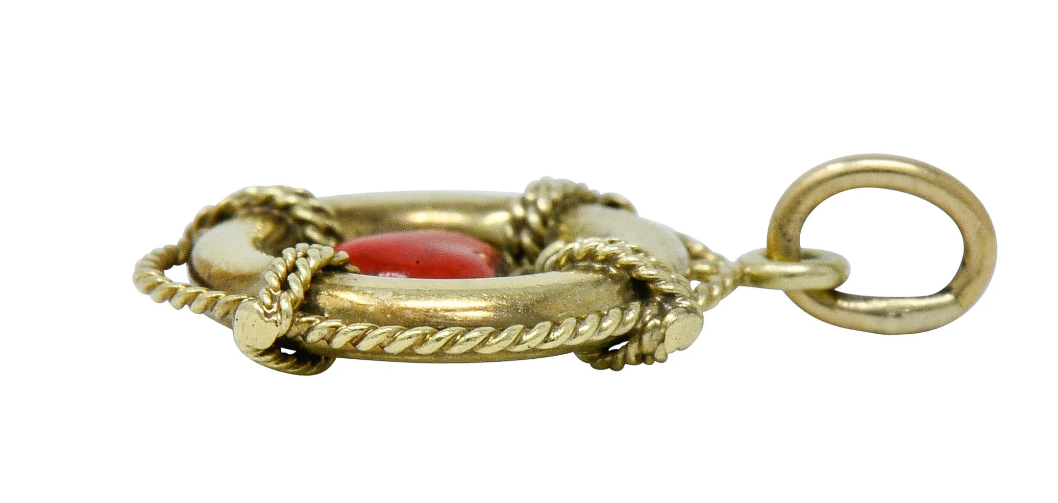 Sloan & Co. Retro 14 Karat Gold Articulated Heart Life Preserver Charm - Image 4