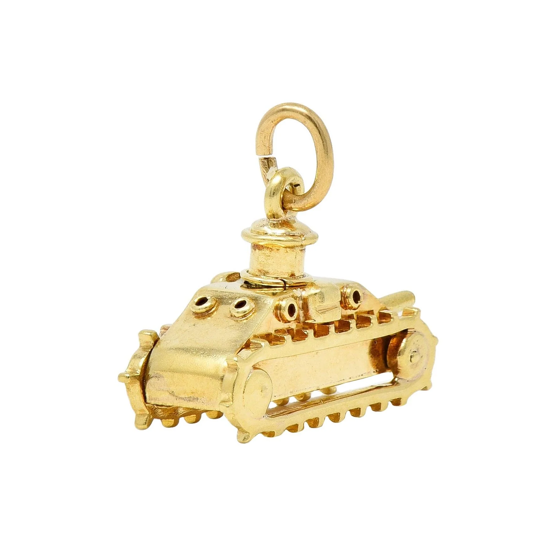 Sloan & Co. Retro 14 Karat Yellow Gold Vintage Articulating Tank Charm - Image 6