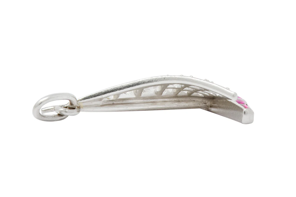 Smooth Sailing Art Deco Diamond Ruby Platinum Sailboat Charm - Image 5