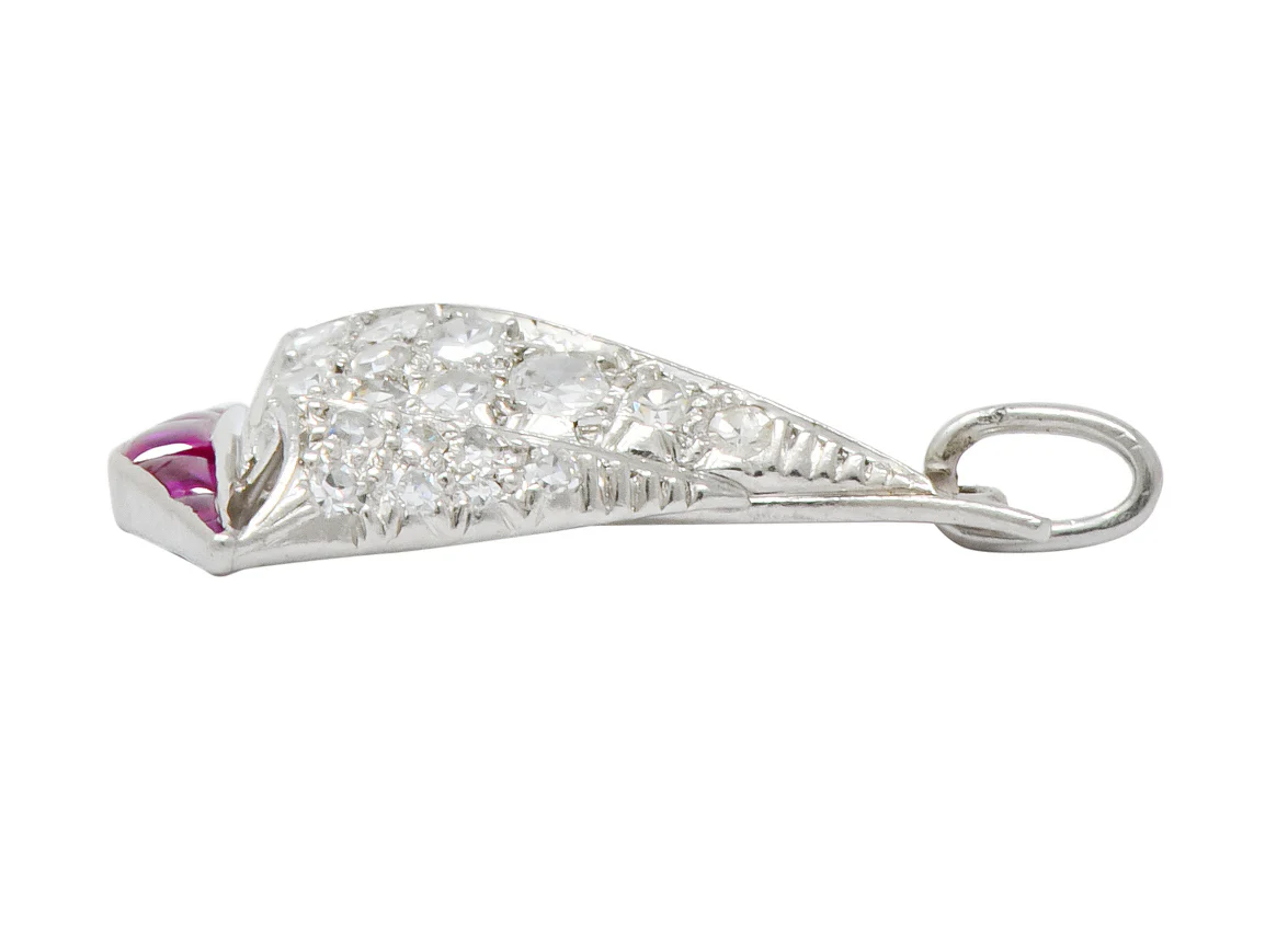 Smooth Sailing Art Deco Diamond Ruby Platinum Sailboat Charm - Image 6