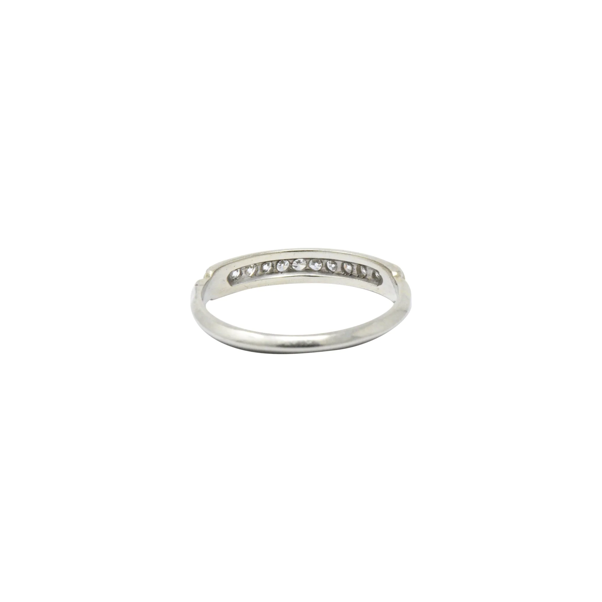 Sparkling Diamond 14 Karat White Gold Wedding Band Stackable Ring - Image 4