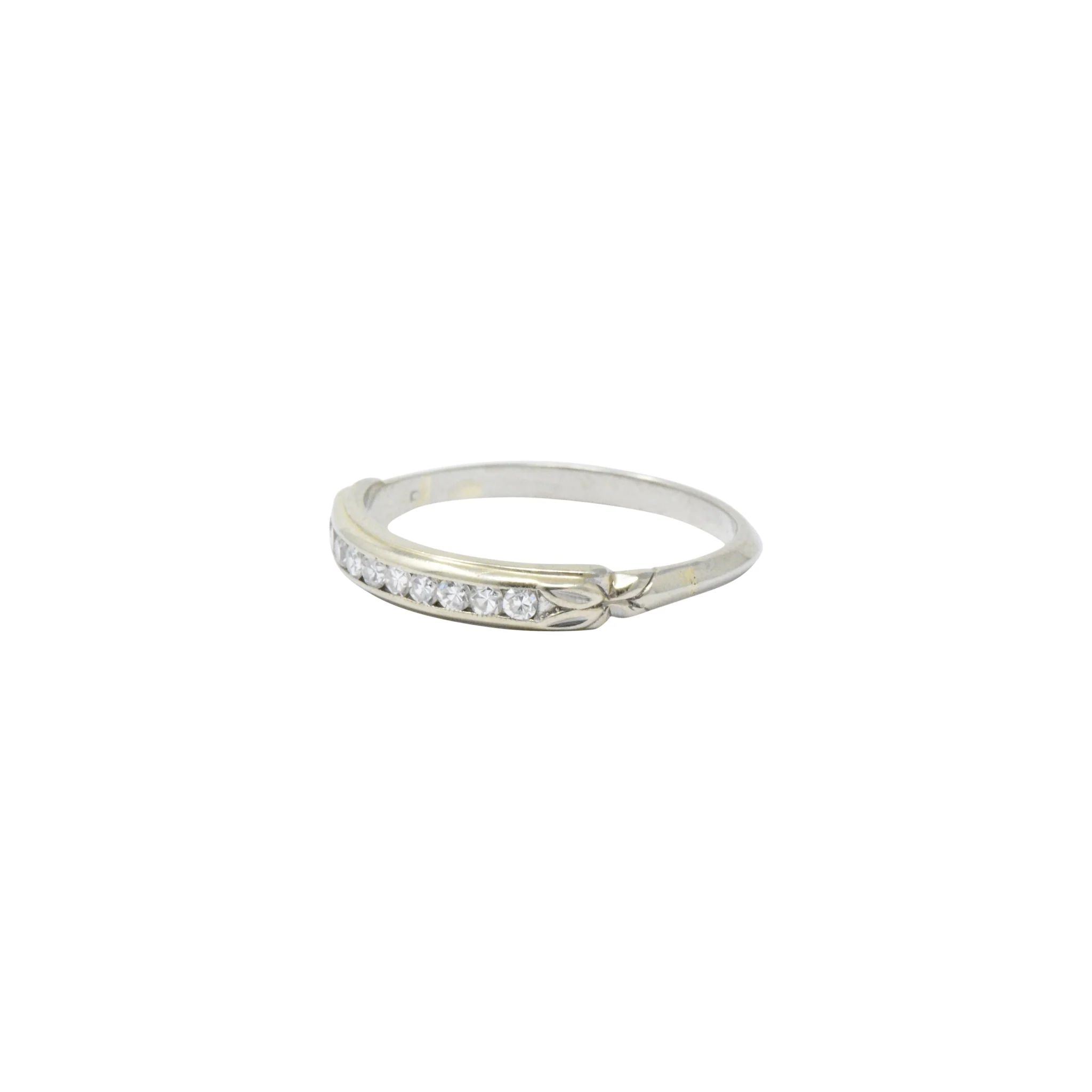 Sparkling Diamond 14 Karat White Gold Wedding Band Stackable Ring - Image 5