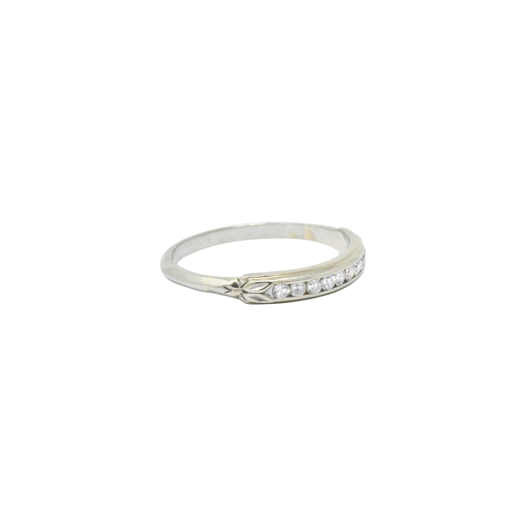 Sparkling Diamond 14 Karat White Gold Wedding Band Stackable Ring - Image 6