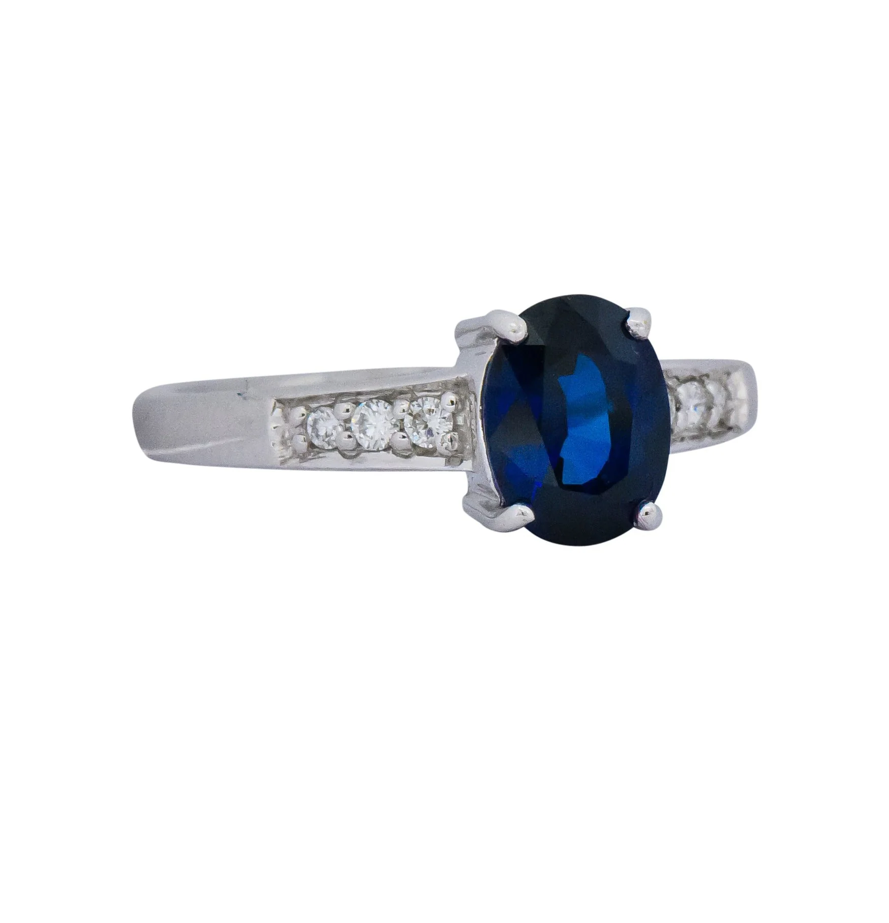 Splendid Contemporary 1.60 CTW Sapphire Diamond 18 Karat White Gold Ring - Image 5