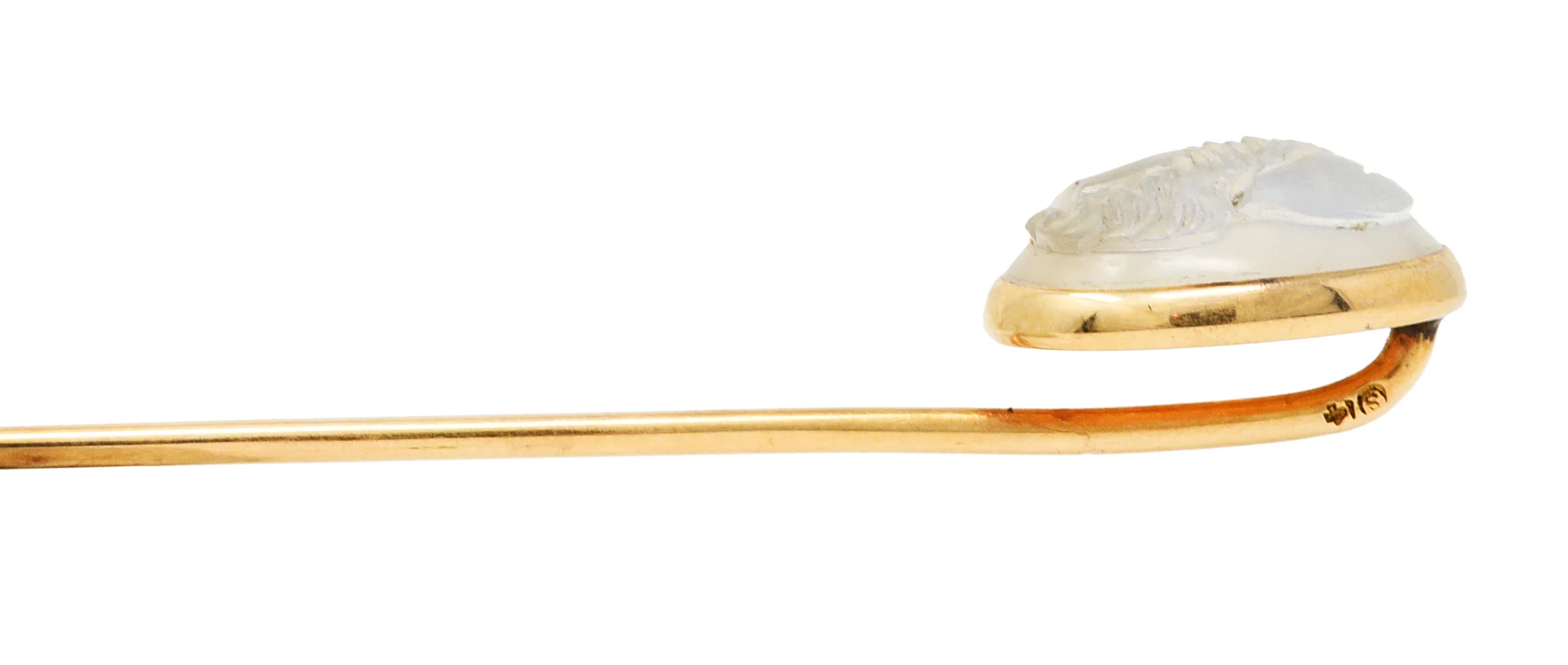 Street & Sons Moonstone 14 Karat Gold Renaissance Cameo Stickpin - Image 7
