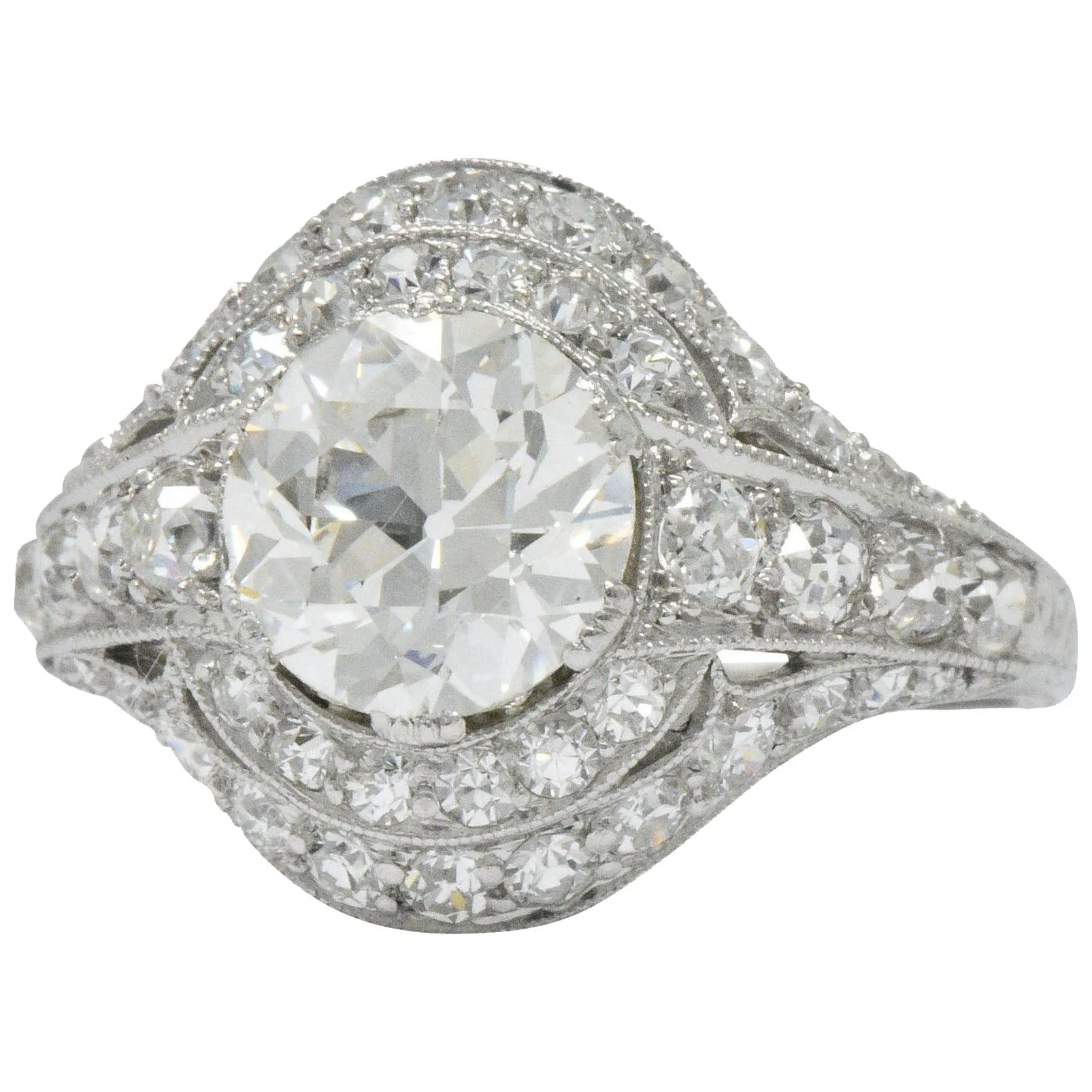 Stunning J.E. Caldwell Art Deco 2.81 CTW Diamond Engagement Ring GIA