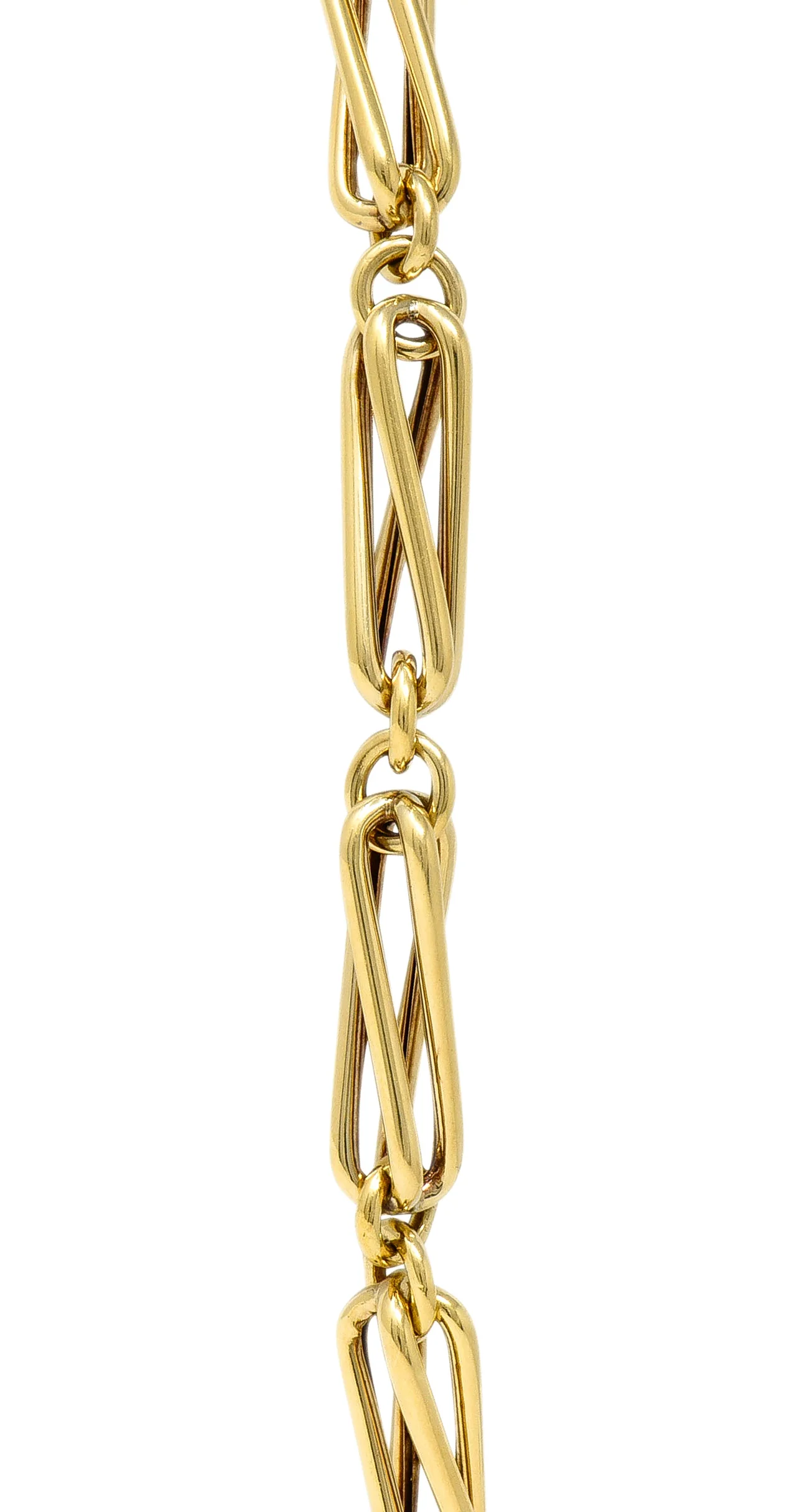 Substantial 18 Karat Yellow Gold Modernist Elongated Twist Link Vintage Chain Necklace - Image 6