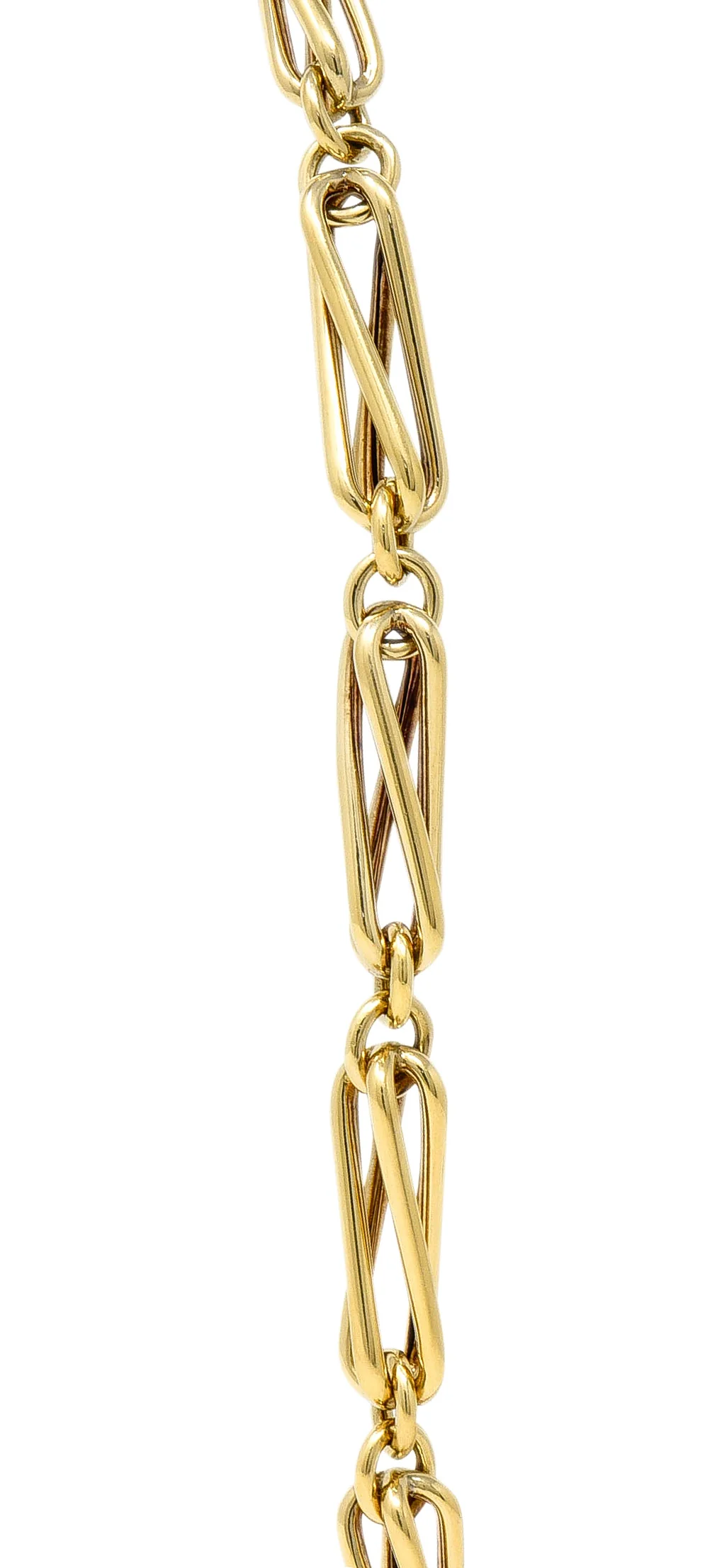 Substantial 18 Karat Yellow Gold Modernist Elongated Twist Link Vintage Chain Necklace - Image 7