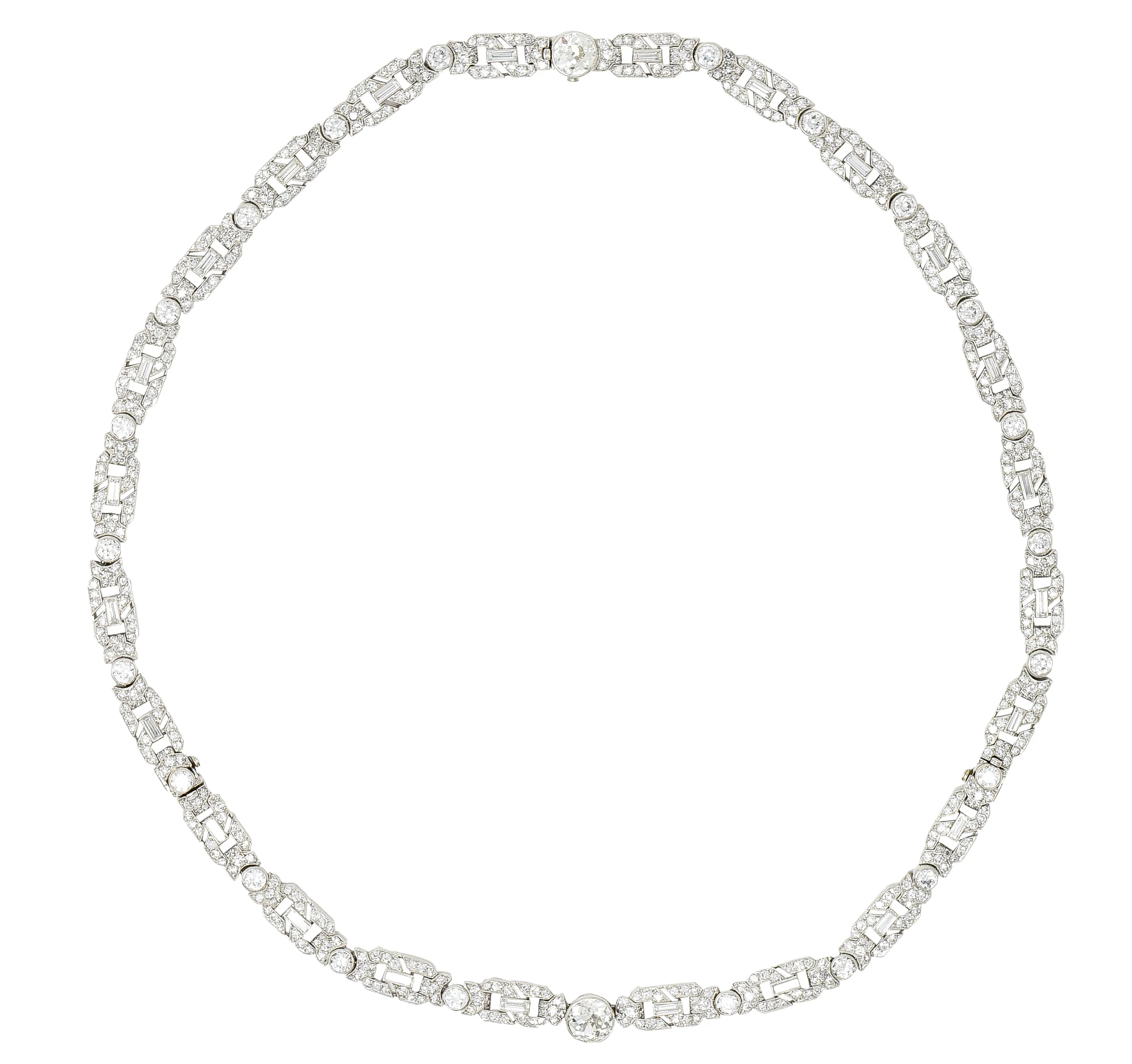 Substantial Art Deco 22.84 CTW Old European & Baguette Cut Diamond Platinum Convertible Infinity Necklace Bracelet Set - Image 4