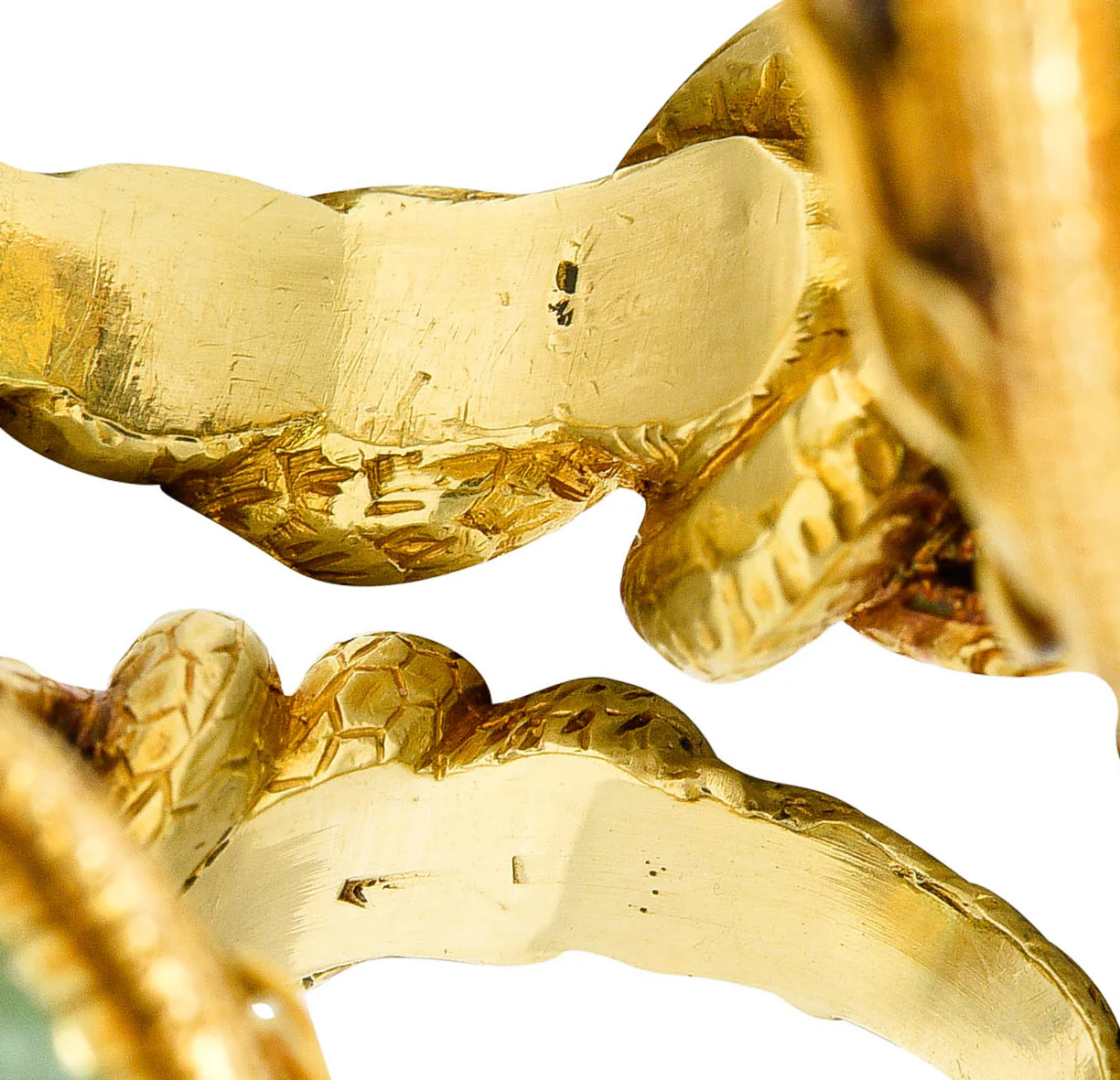 Substantial Emerald 22 Karat Gold Snake Gemstone Ring - Image 8