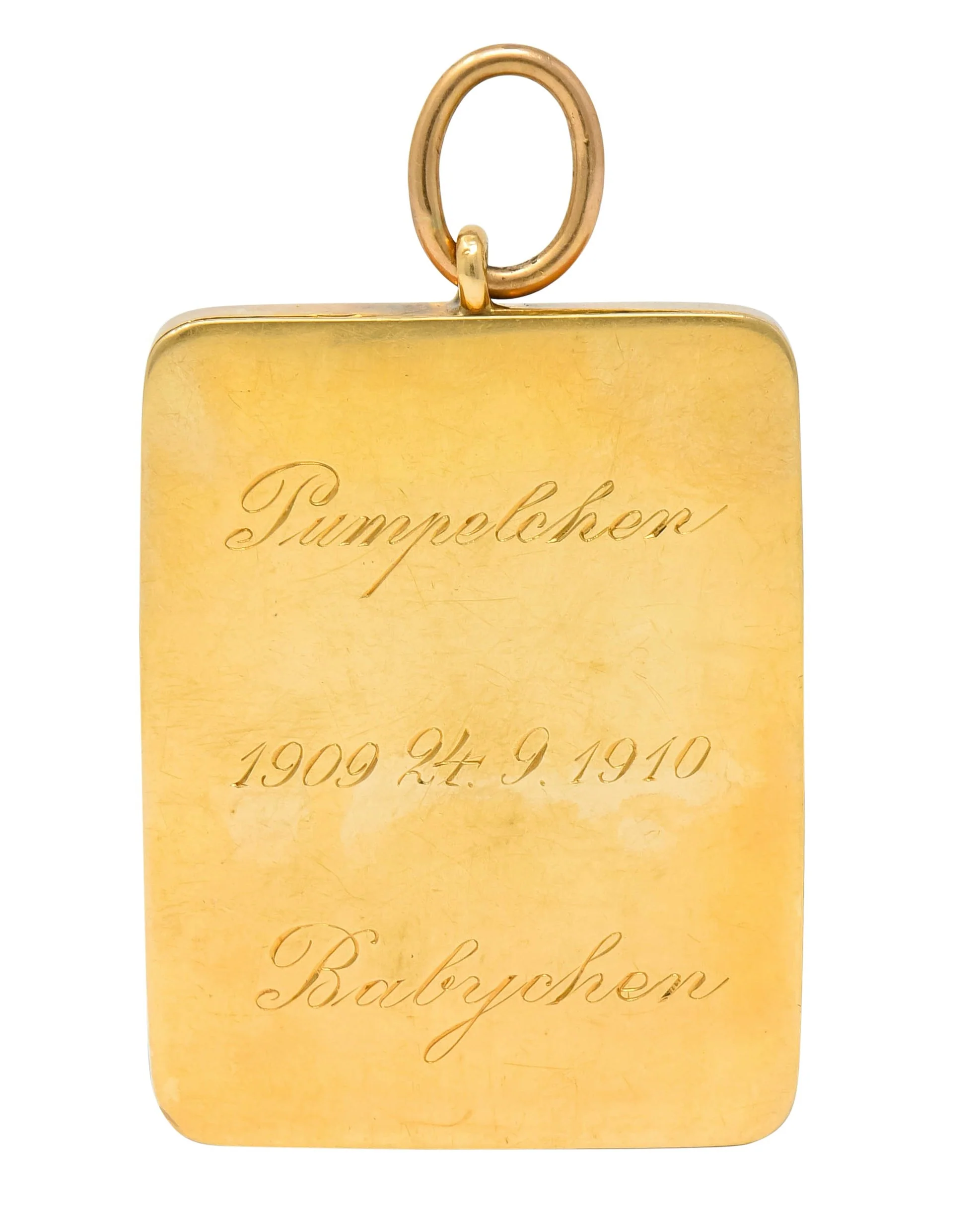 Substantial French Victorian Enamel 14 Karat Yellow Gold Queen Playing Card Pendant - Image 4