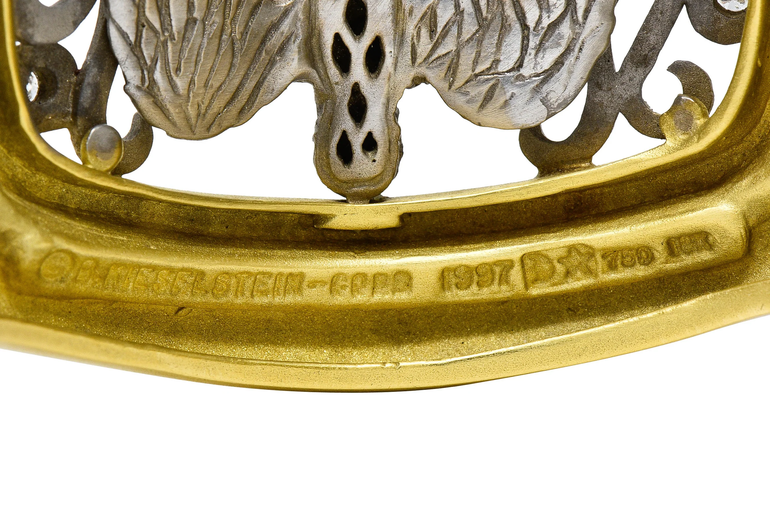 Substantial Kieselstein & Cord Diamond Two-Tone 18 Karat Gold Angel Cuff Bracelet - Image 7