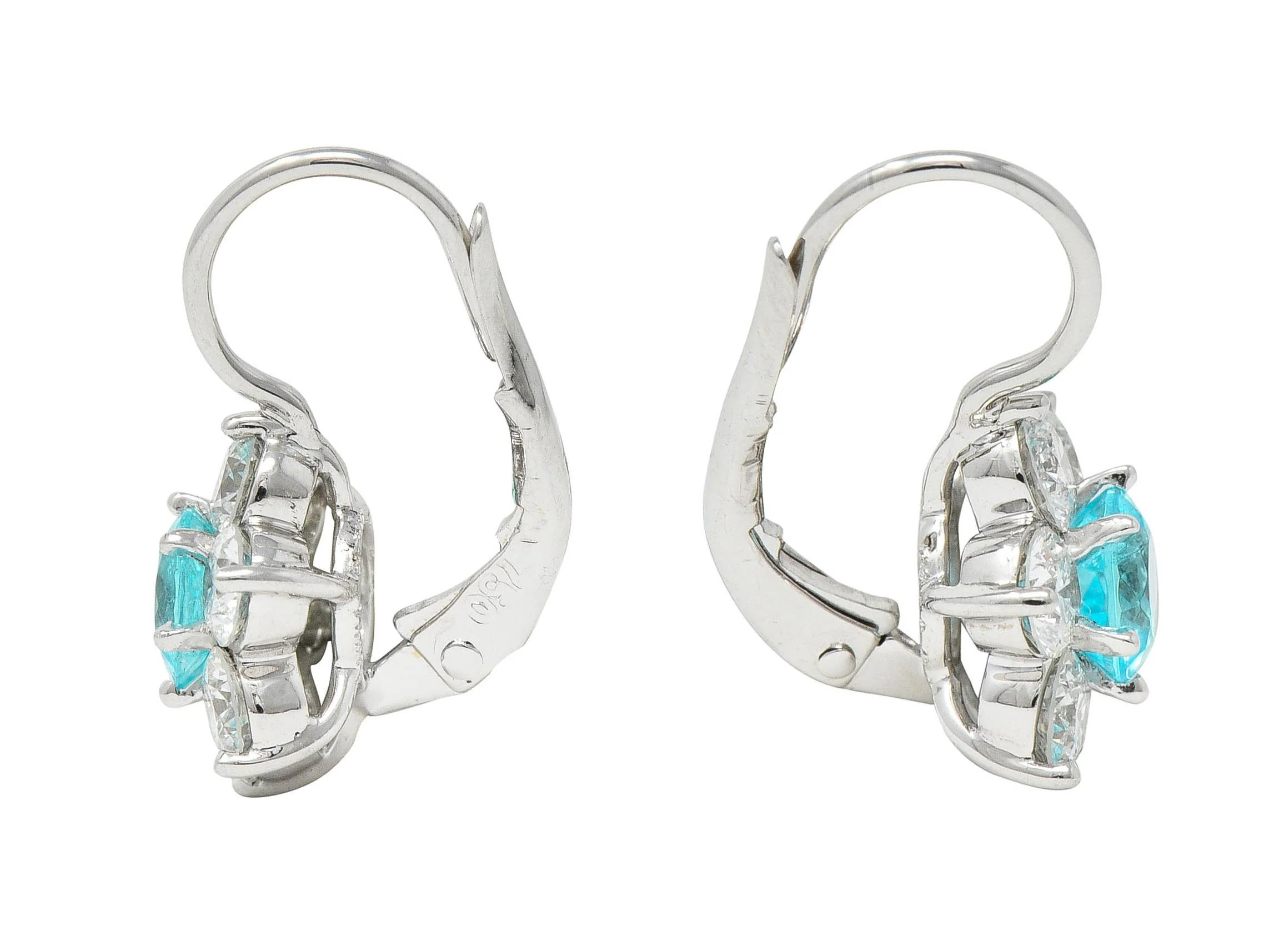 Suna Contemporary 3.40 CTW Topaz Diamond Platinum Floral Drop Earrings - Image 2