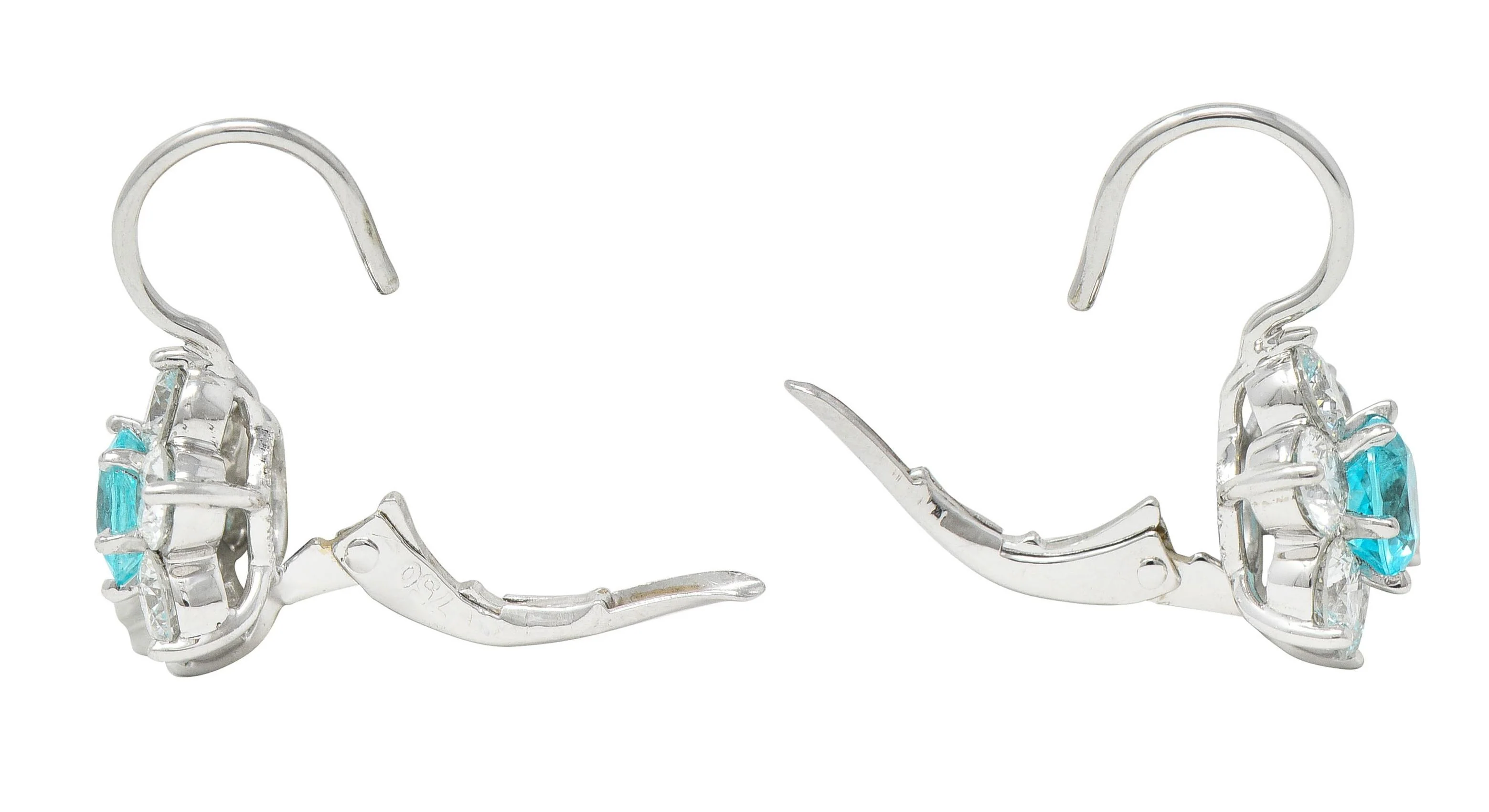 Suna Contemporary 3.40 CTW Topaz Diamond Platinum Floral Drop Earrings - Image 5