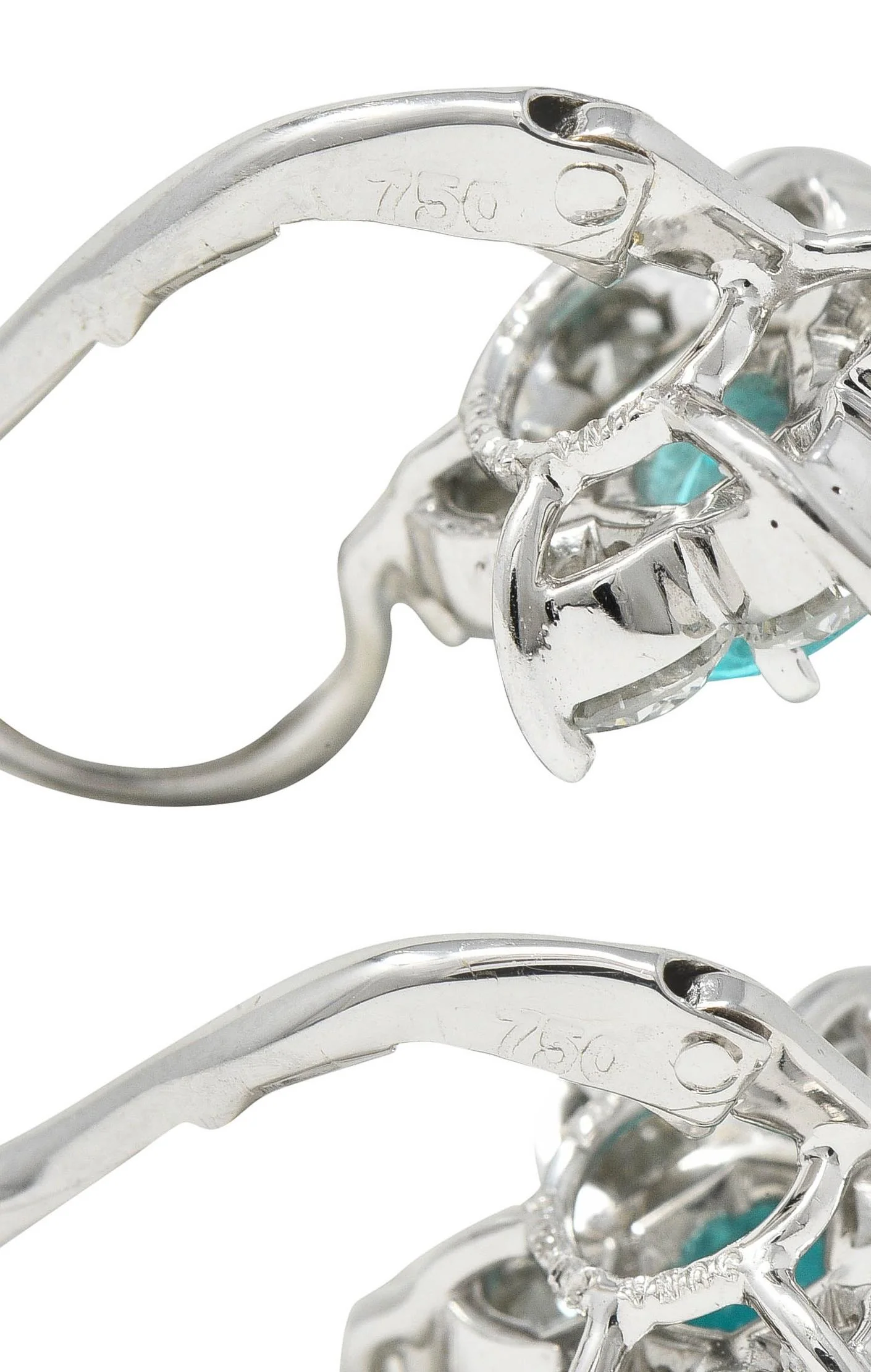 Suna Contemporary 3.40 CTW Topaz Diamond Platinum Floral Drop Earrings - Image 7
