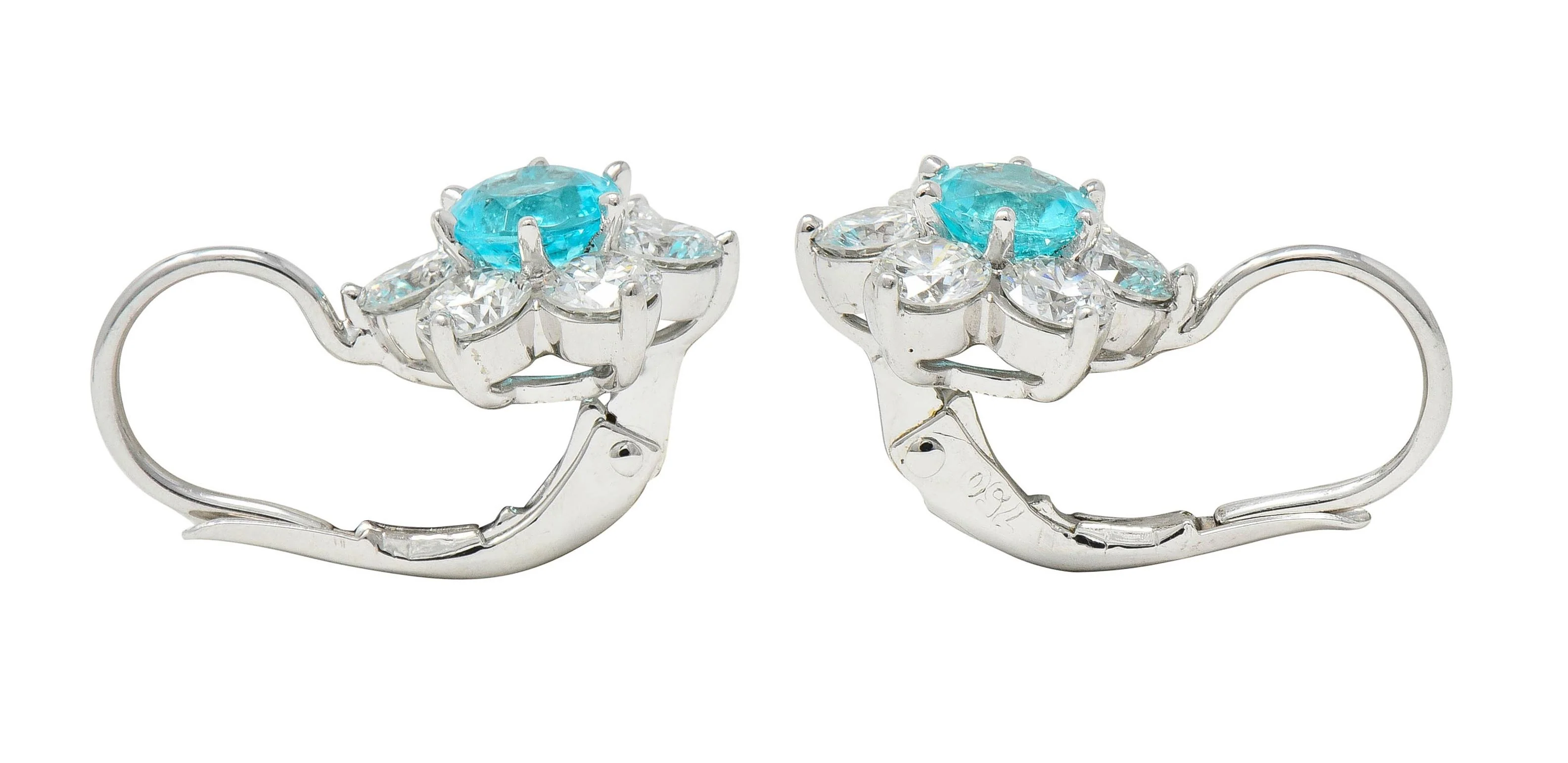 Suna Contemporary 3.40 CTW Topaz Diamond Platinum Floral Drop Earrings - Image 8