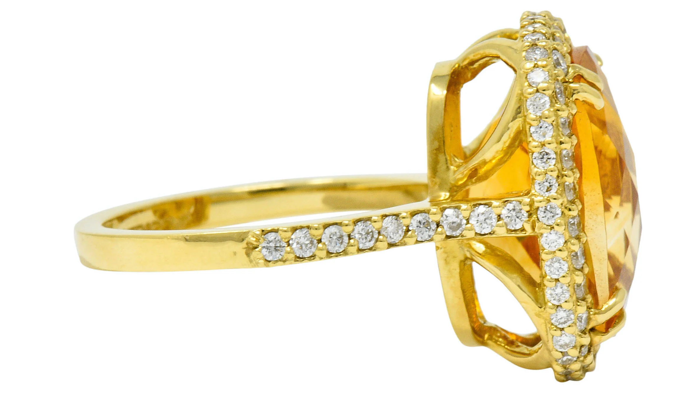 Sunny Citrine Diamond 18 Karat Gold Cocktail Ring - Image 4