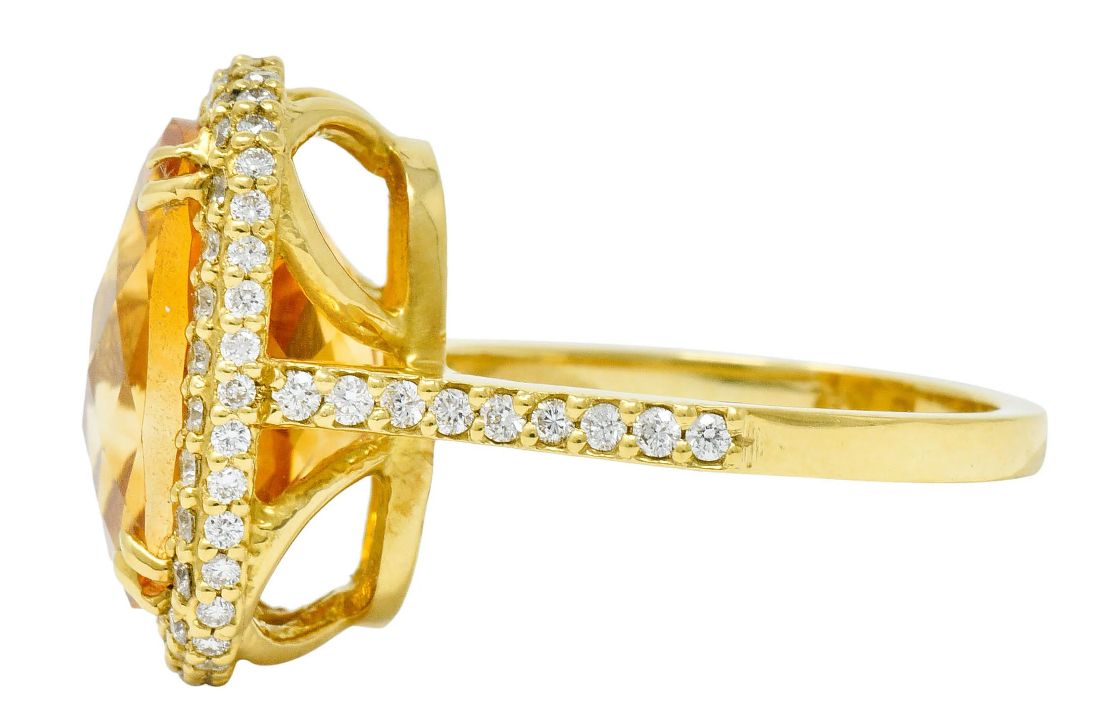 Sunny Citrine Diamond 18 Karat Gold Cocktail Ring - Image 6