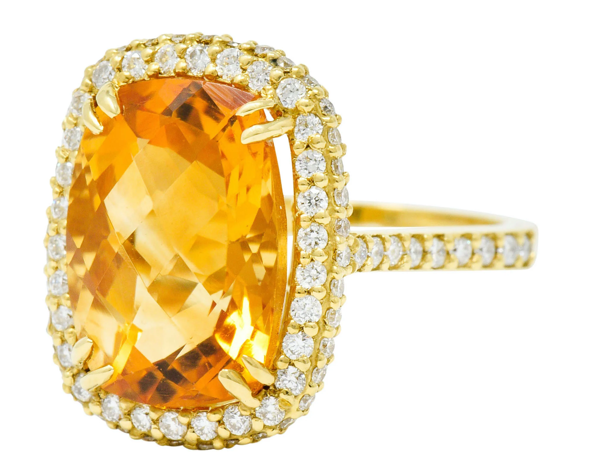 Sunny Citrine Diamond 18 Karat Gold Cocktail Ring - Image 7