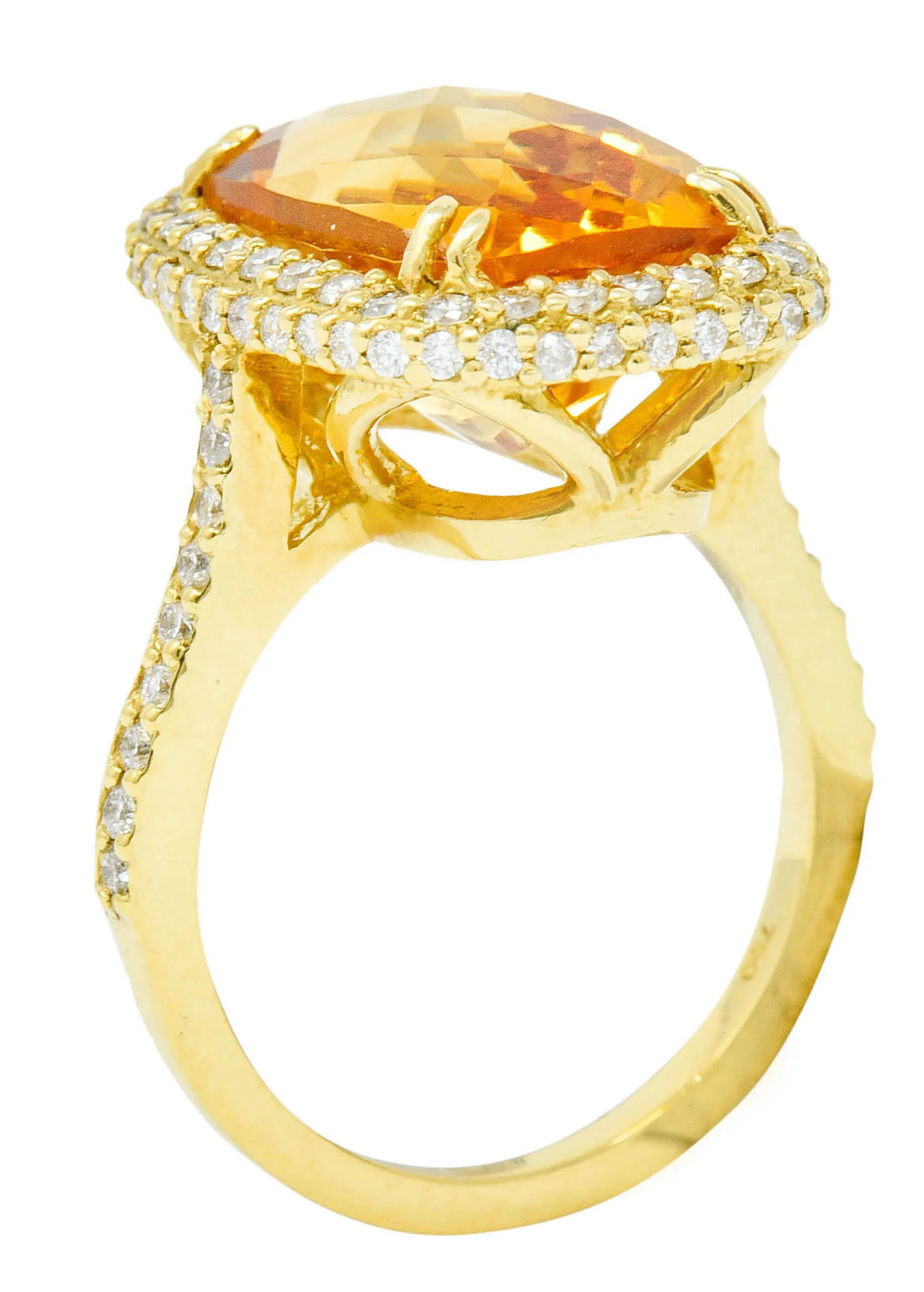 Sunny Citrine Diamond 18 Karat Gold Cocktail Ring - Image 9