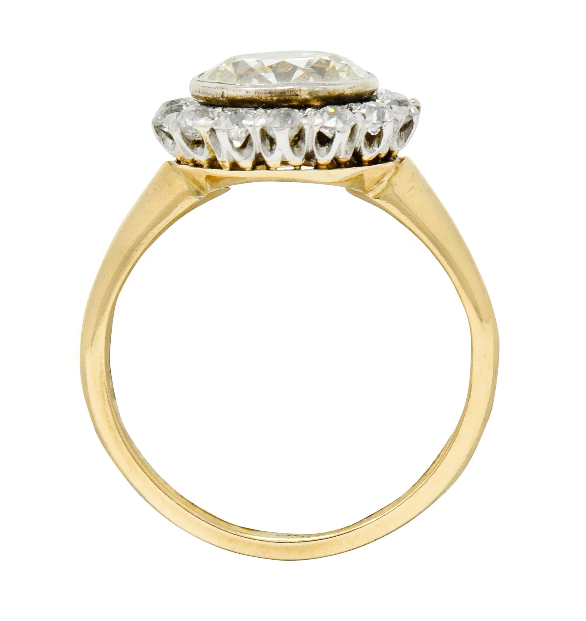 Superb Edwardian 2.61 CTW Diamond Platinum-Topped 14 Karat Gold Cluster Engagement Ring GIA - Image 7