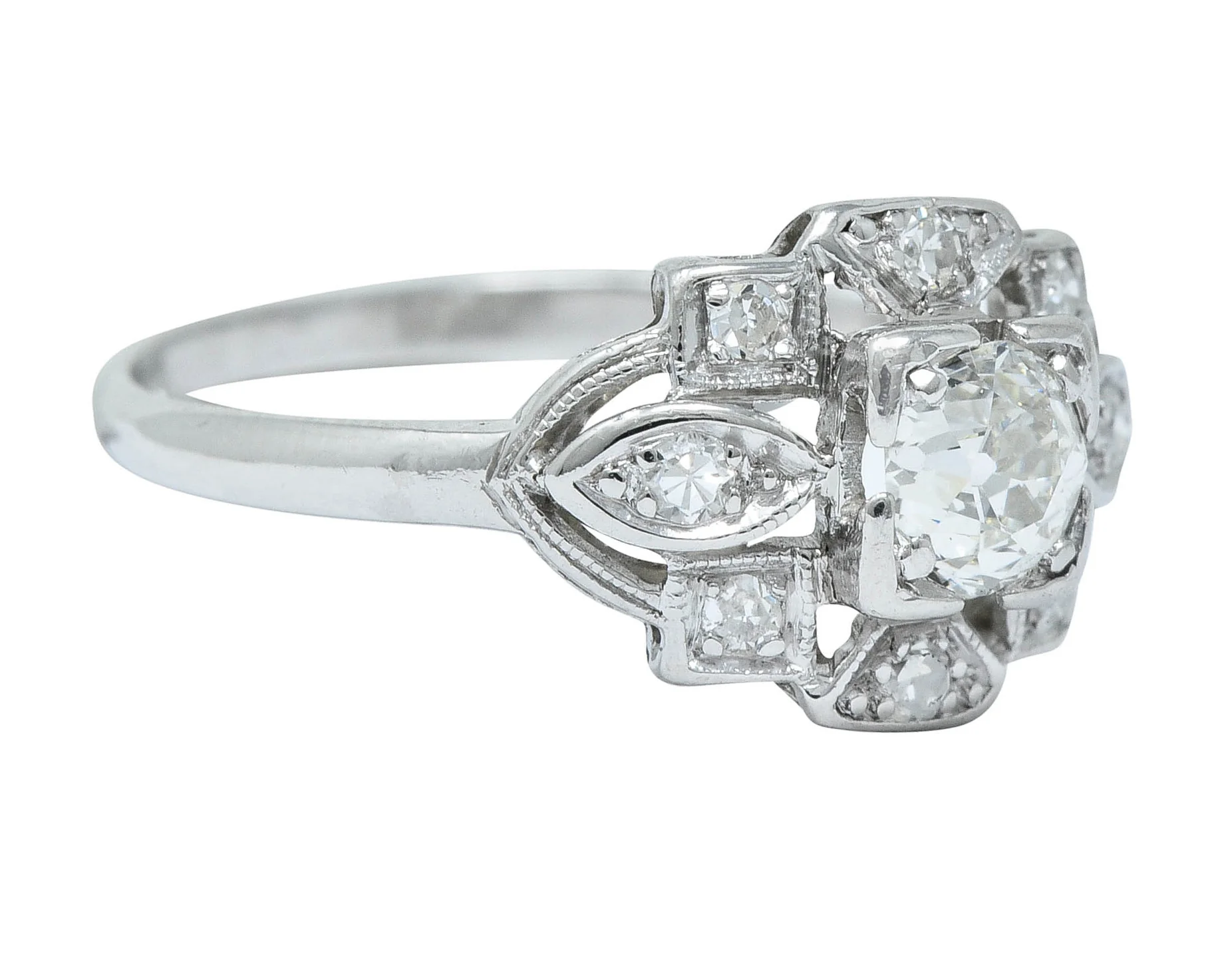 Sweet Edwardian 0.50 CTW Diamond Platinum Dinner Ring - Image 2