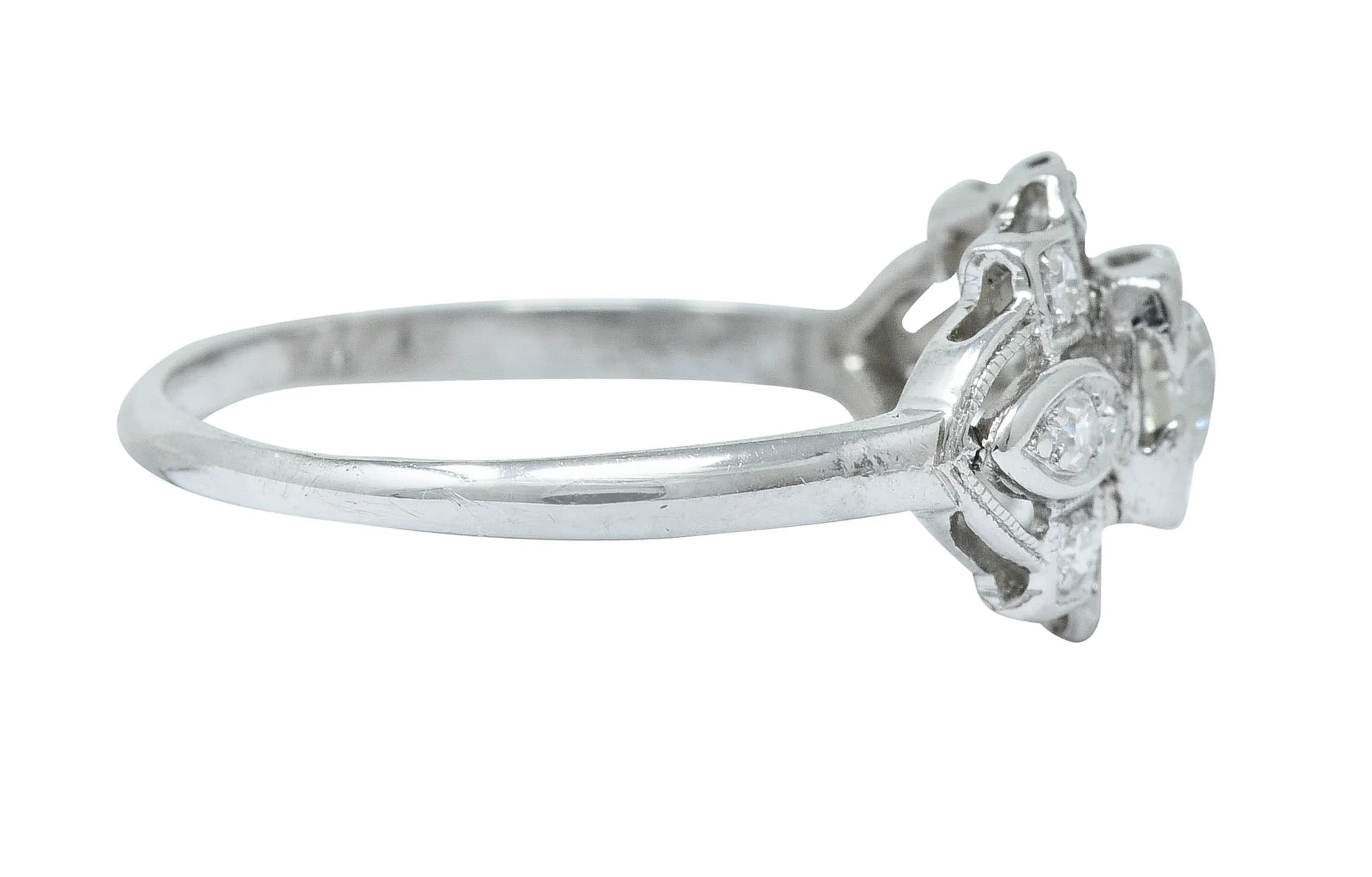 Sweet Edwardian 0.50 CTW Diamond Platinum Dinner Ring - Image 3
