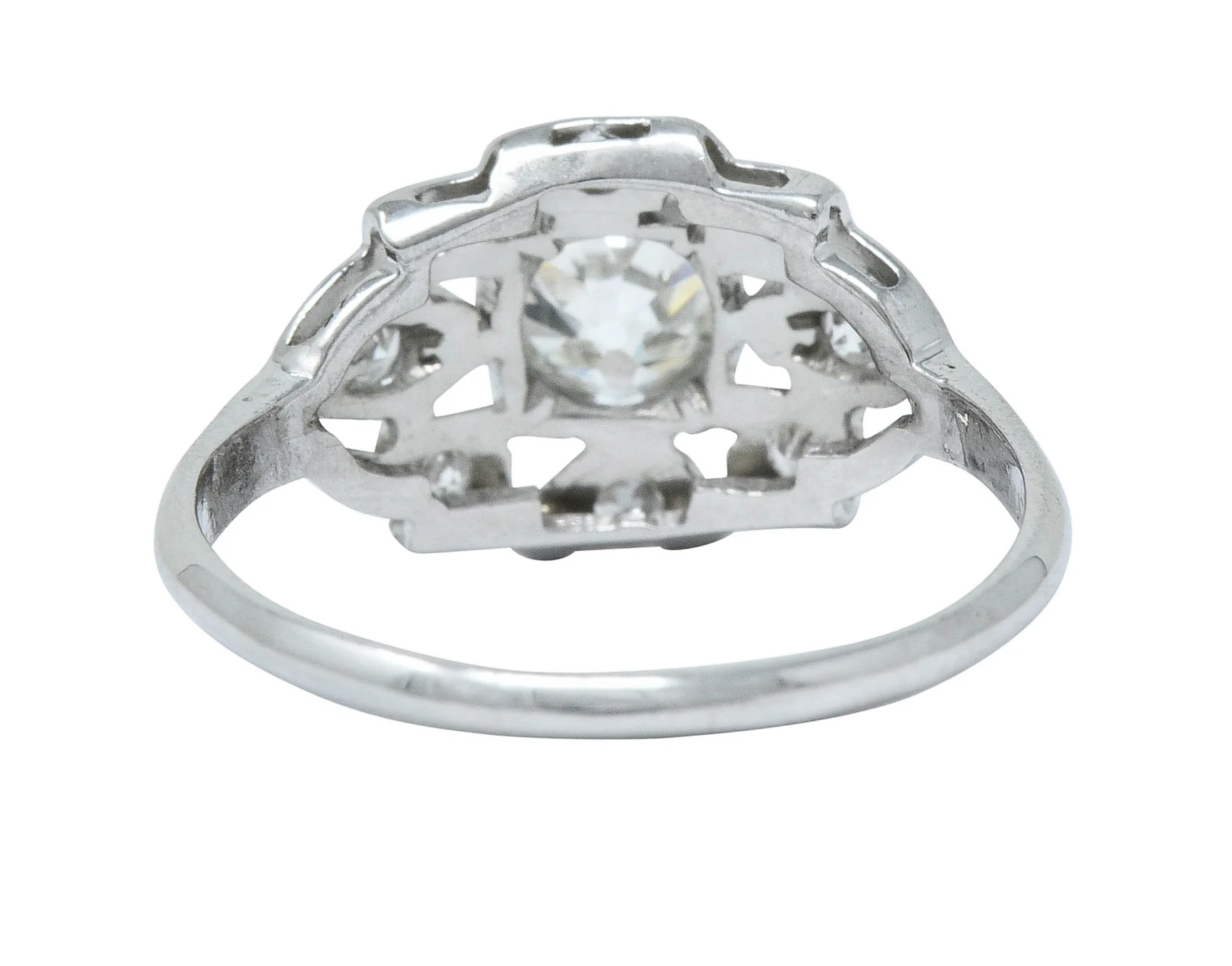 Sweet Edwardian 0.50 CTW Diamond Platinum Dinner Ring - Image 4