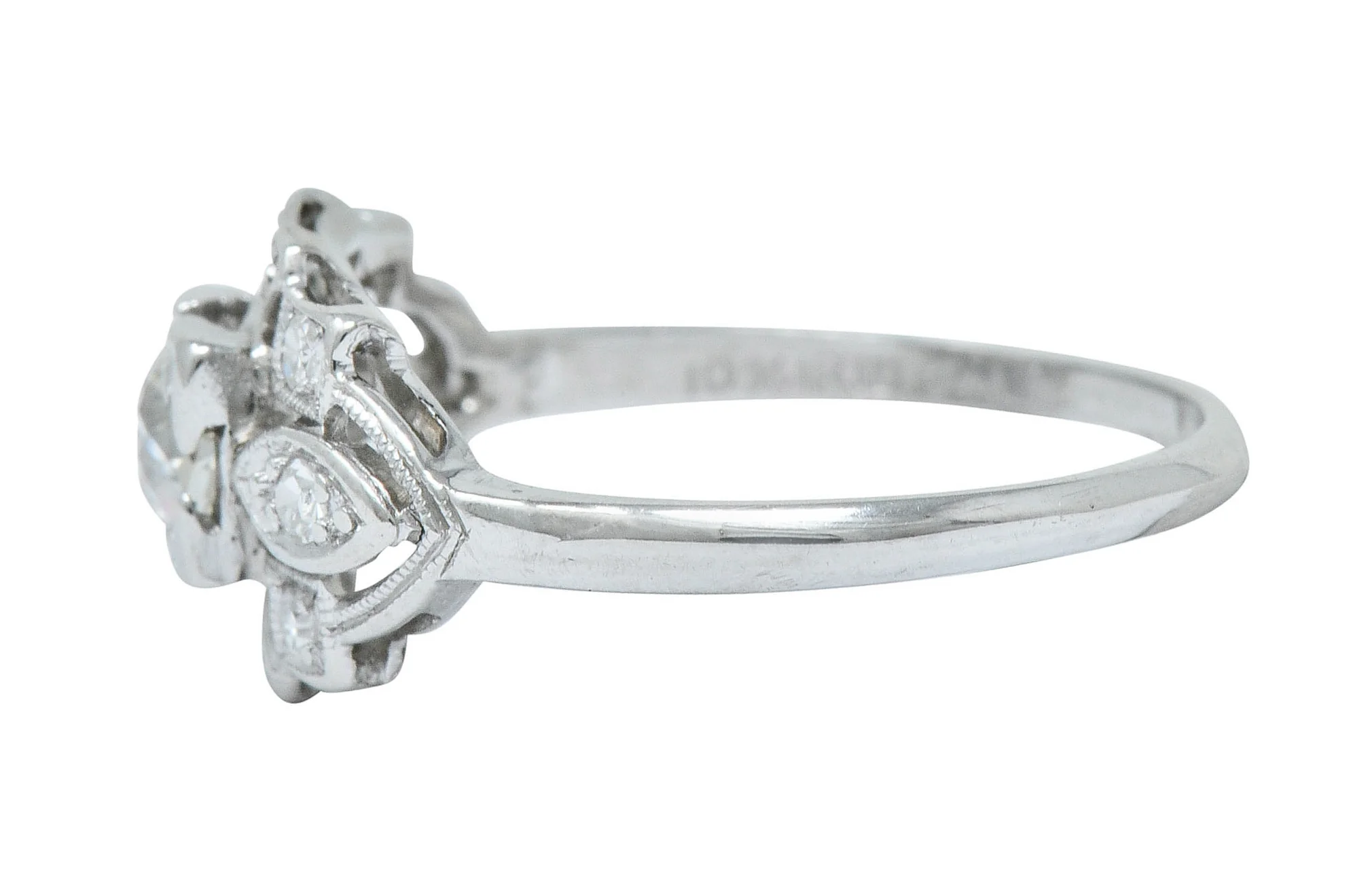 Sweet Edwardian 0.50 CTW Diamond Platinum Dinner Ring - Image 5