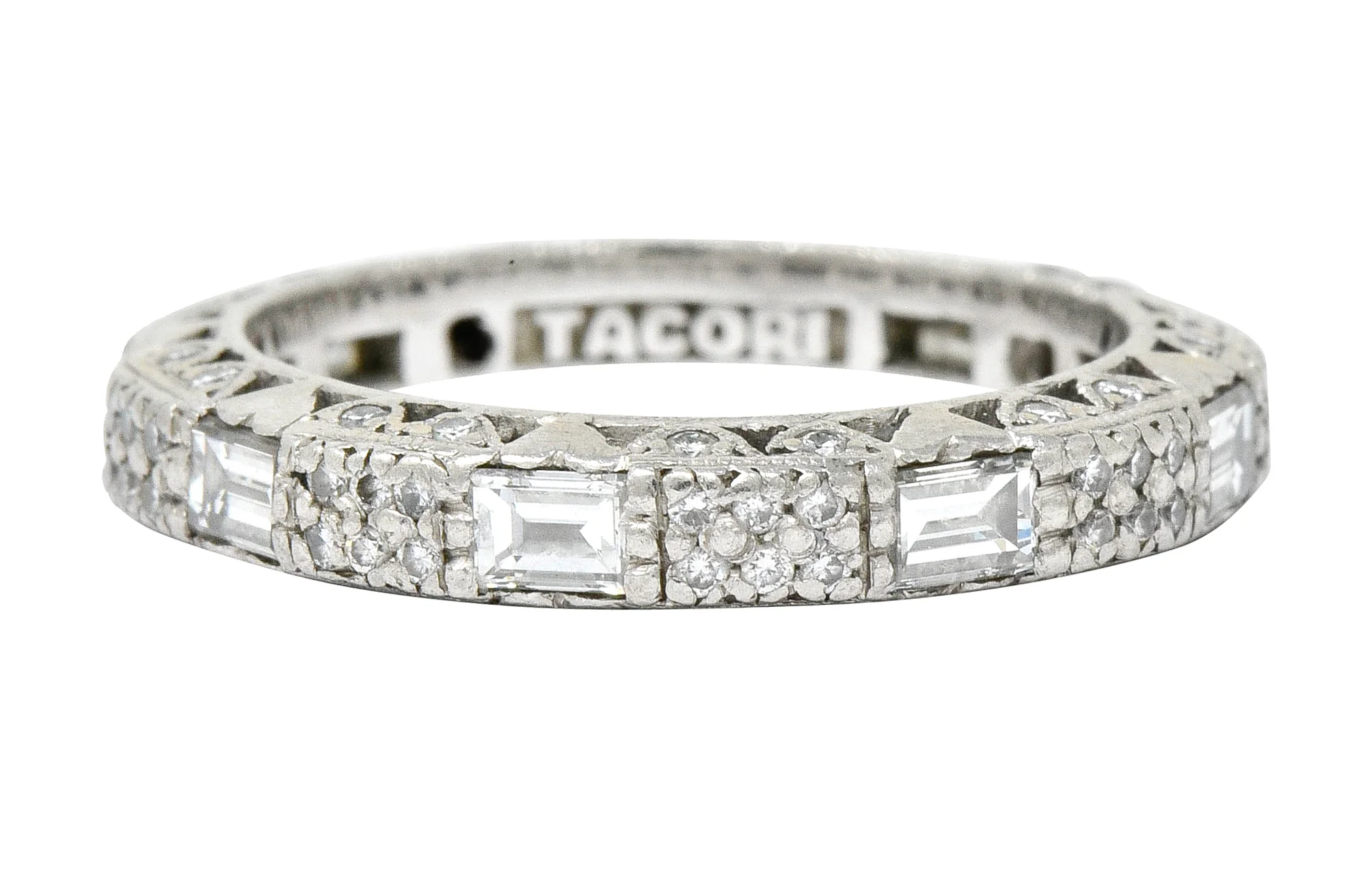 Tacori 1.45 CTW Diamond Platinum Pave Heart Eternity Stacking Band - Image 4