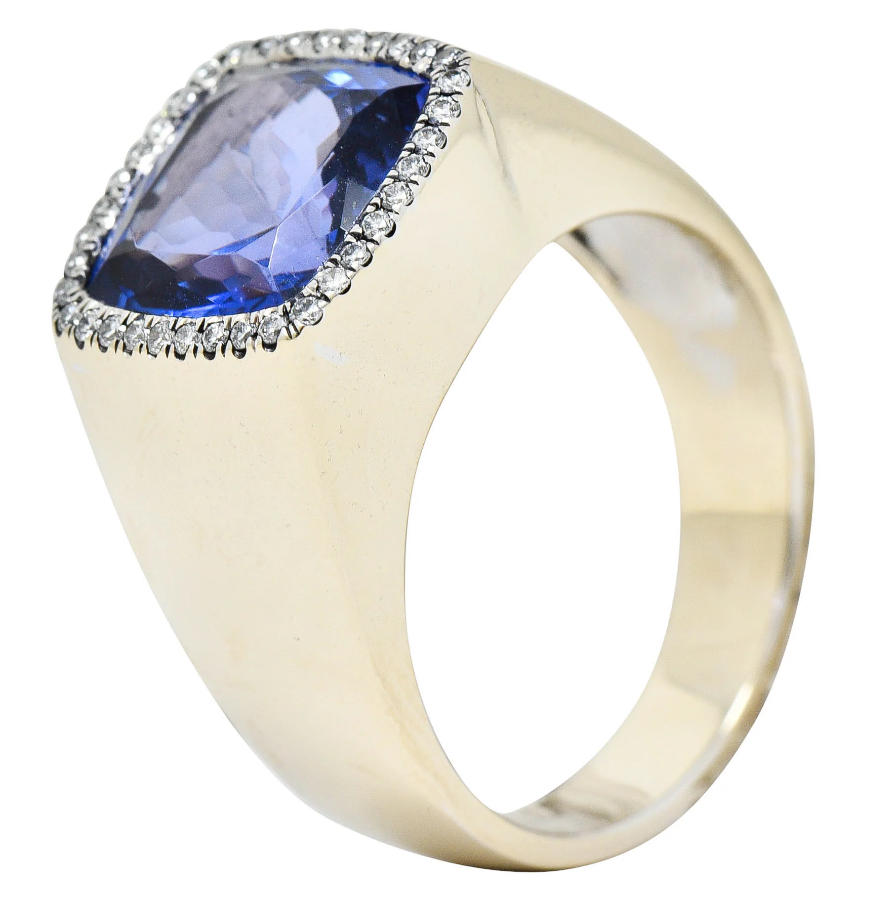 Tanzanite Diamond Halo 18 Karat White Gold Unisex Gemstone Ring - Image 9