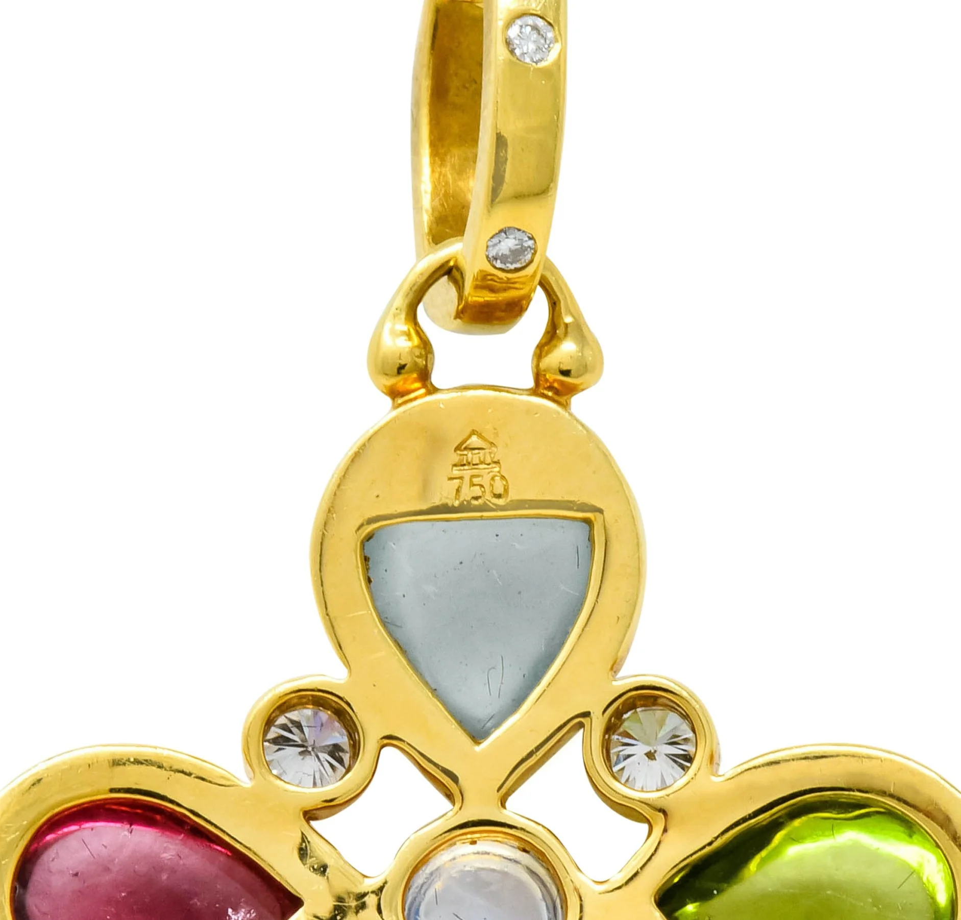 Temple St. Clair Contemporary Multi-Gem Diamond 18 Karat Gold Floral Pendant Necklace - Image 6