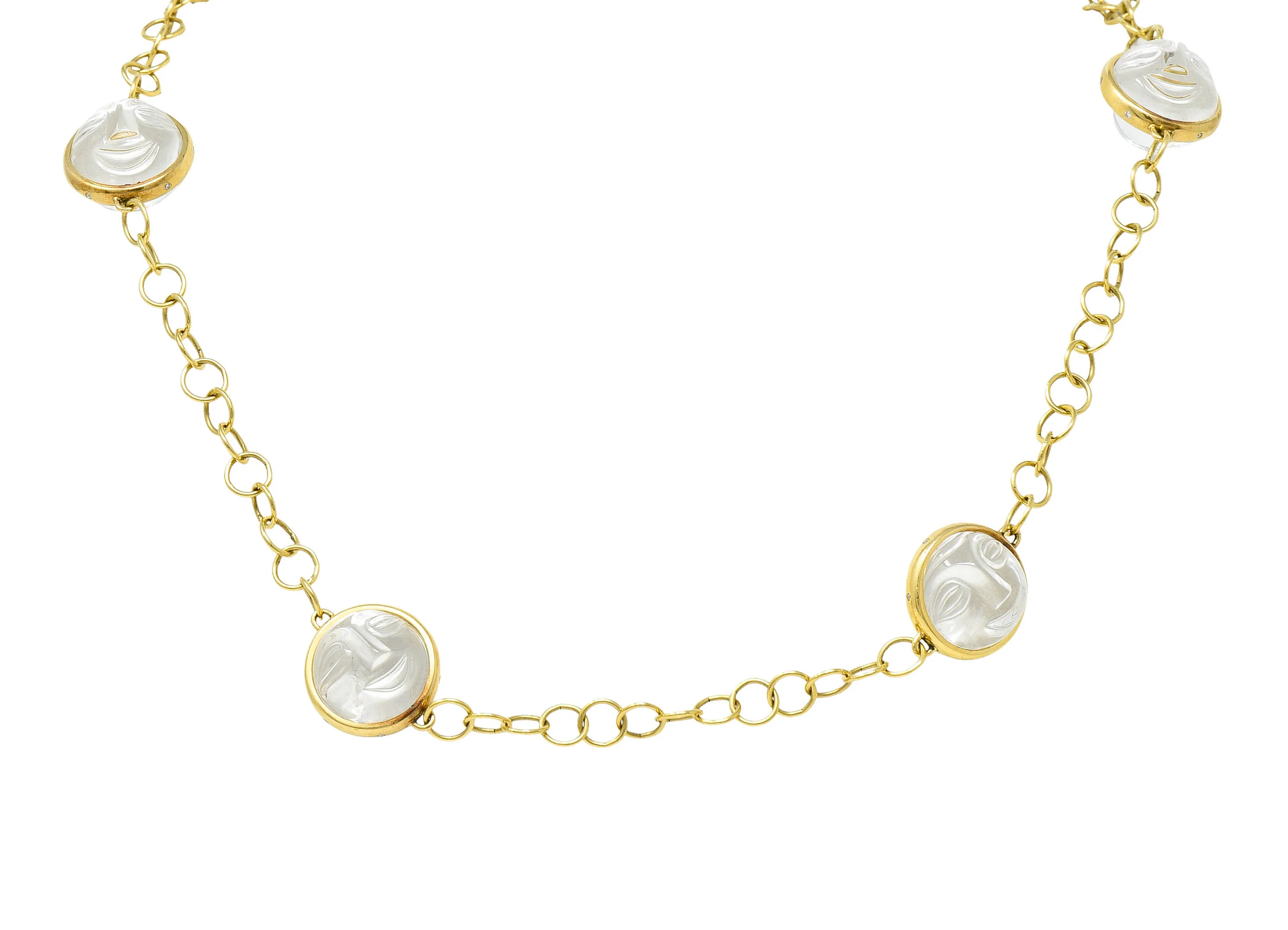 Temple. St. Clair Rock Crystal Quartz 18 Karat Gold Man-In-The-Moon Necklace - Image 7