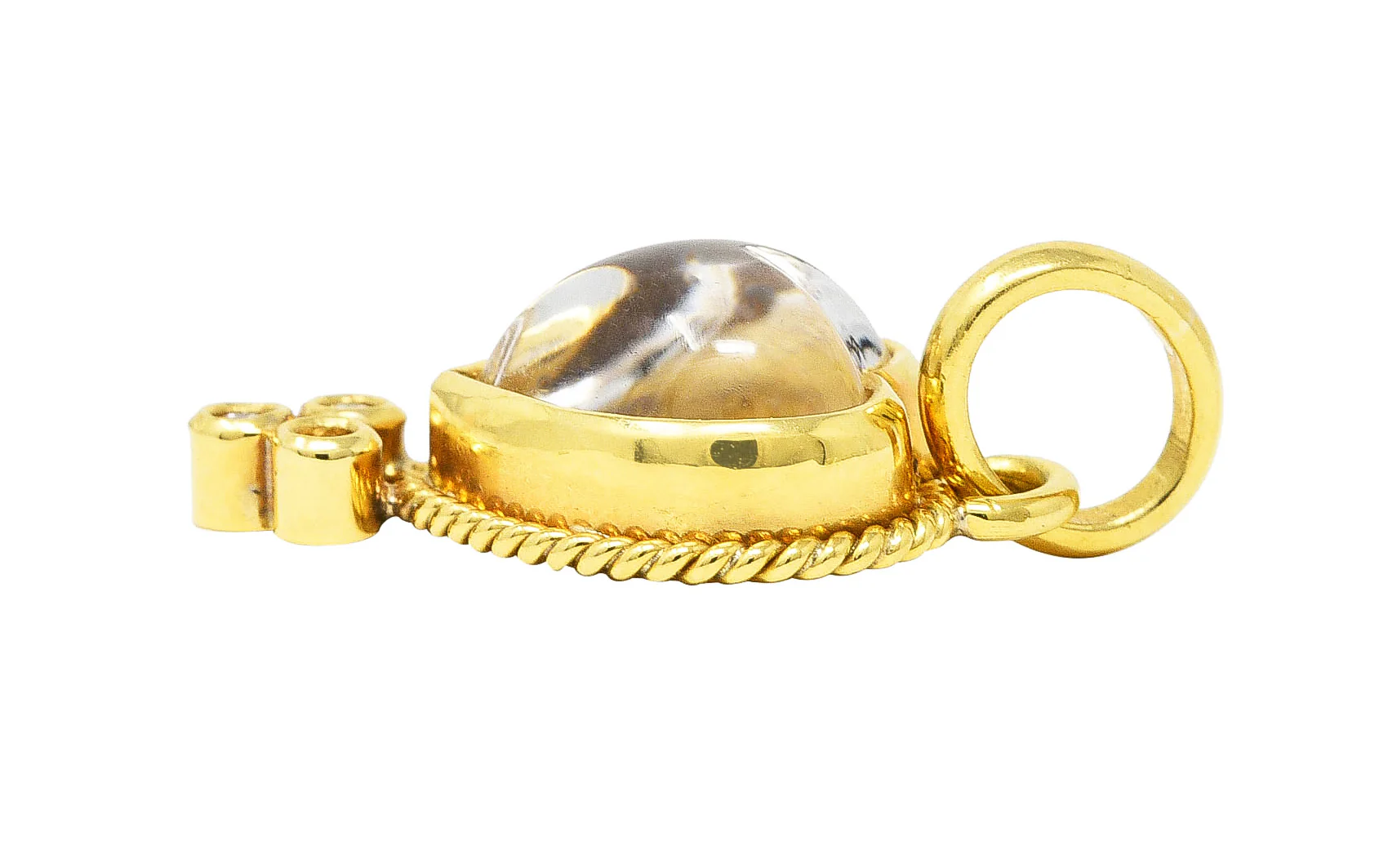 Temple St. Claire Contemporary Moonstone Cabochon Diamond 18 Karat Yellow Gold Heart Pendant Charm - Image 6