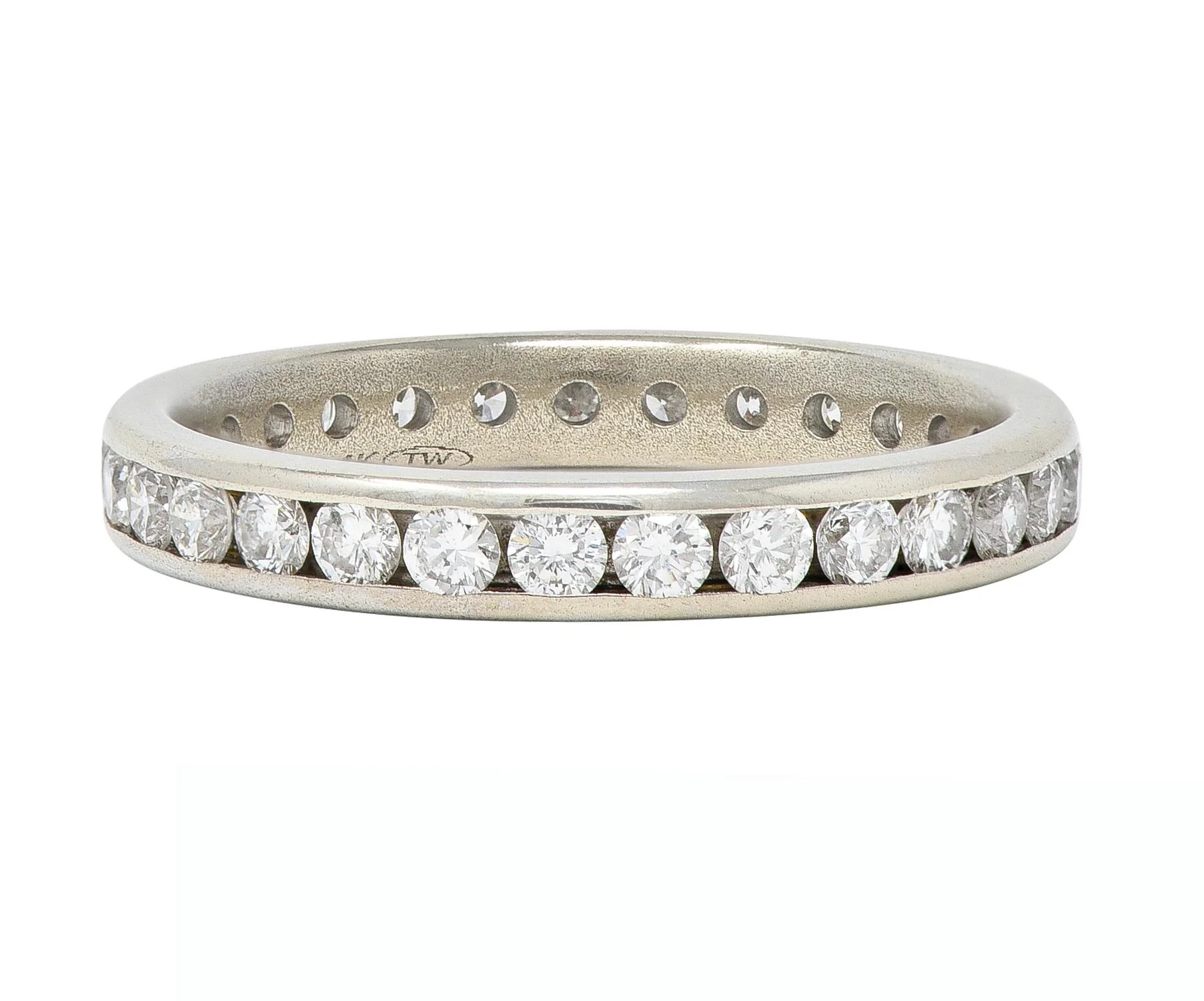 Tessler & Weiss Mid-Century 1.45 CTW Diamond 14 Karat White Gold Vintage Eternity Band Ring - Image 3