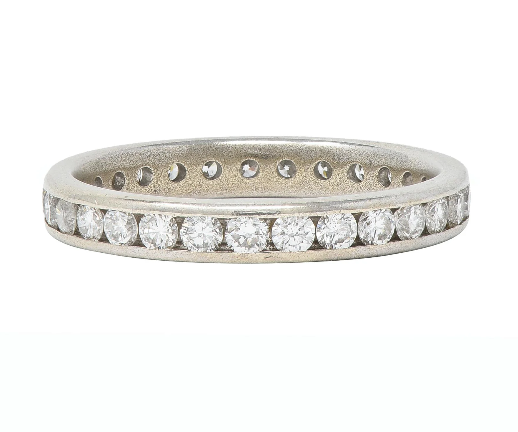 Tessler & Weiss Mid-Century 1.45 CTW Diamond 14 Karat White Gold Vintage Eternity Band Ring - Image 5