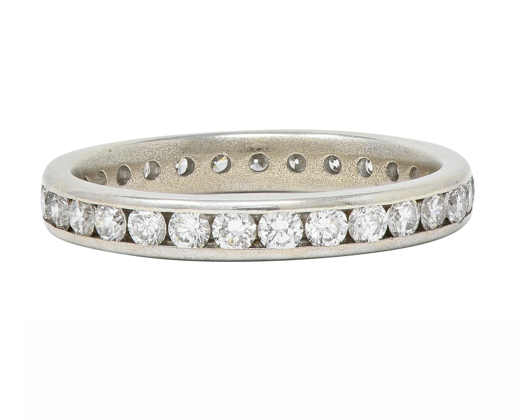 Tessler & Weiss Mid-Century 1.45 CTW Diamond 14 Karat White Gold Vintage Eternity Band Ring - Image 7