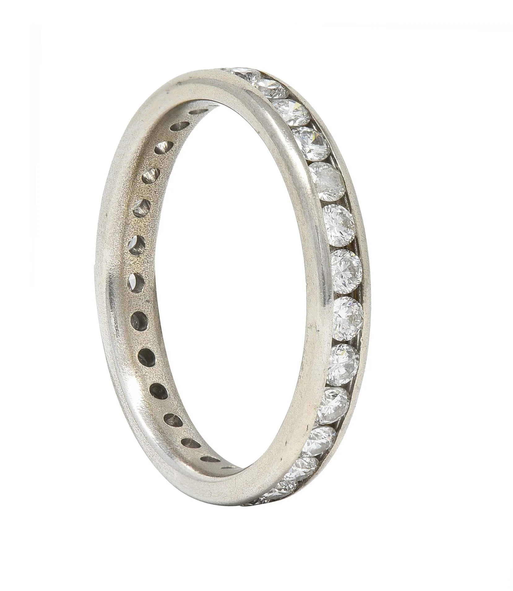 Tessler & Weiss Mid-Century 1.45 CTW Diamond 14 Karat White Gold Vintage Eternity Band Ring - Image 8