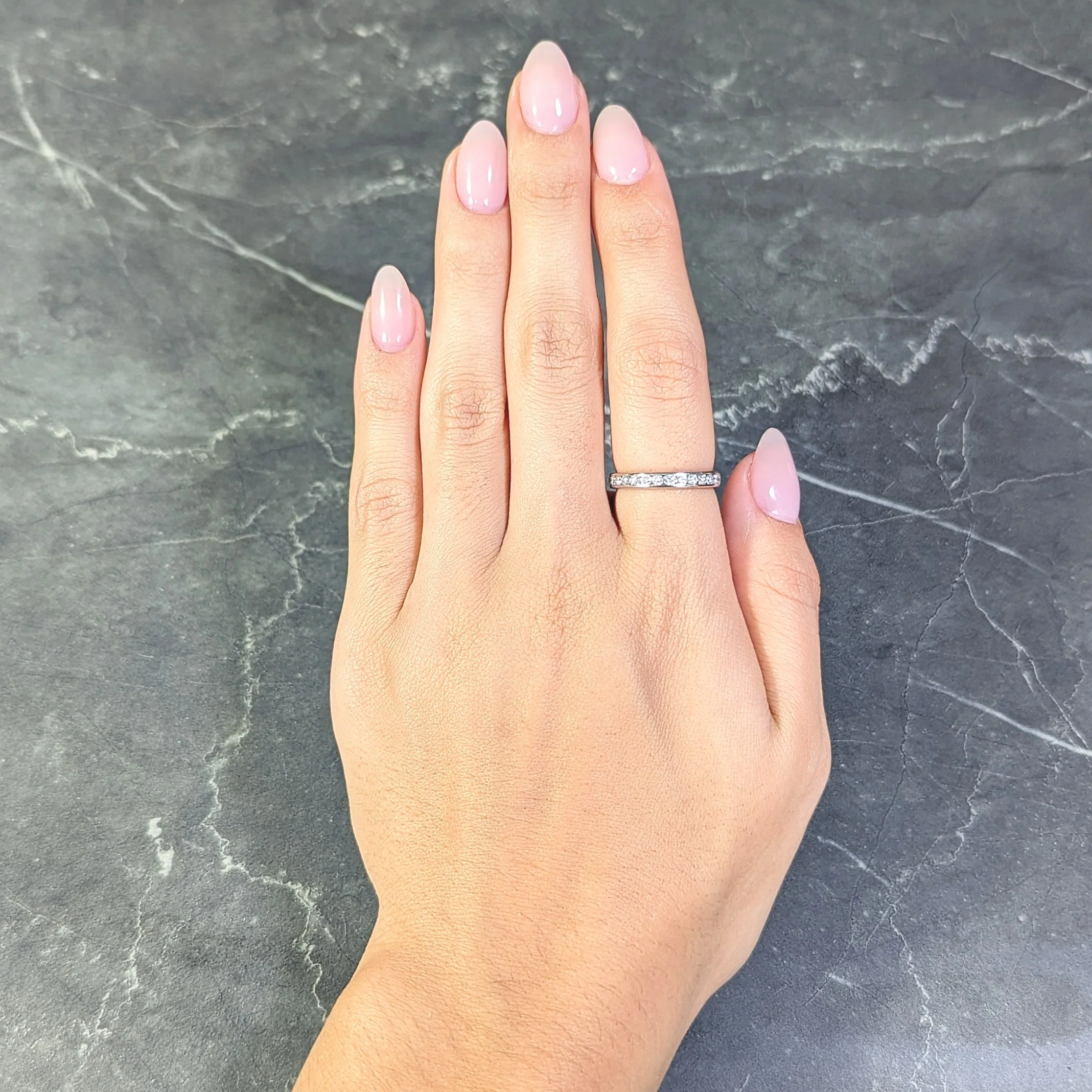 Tessler & Weiss Mid-Century 1.45 CTW Diamond 14 Karat White Gold Vintage Eternity Band Ring - Image 9