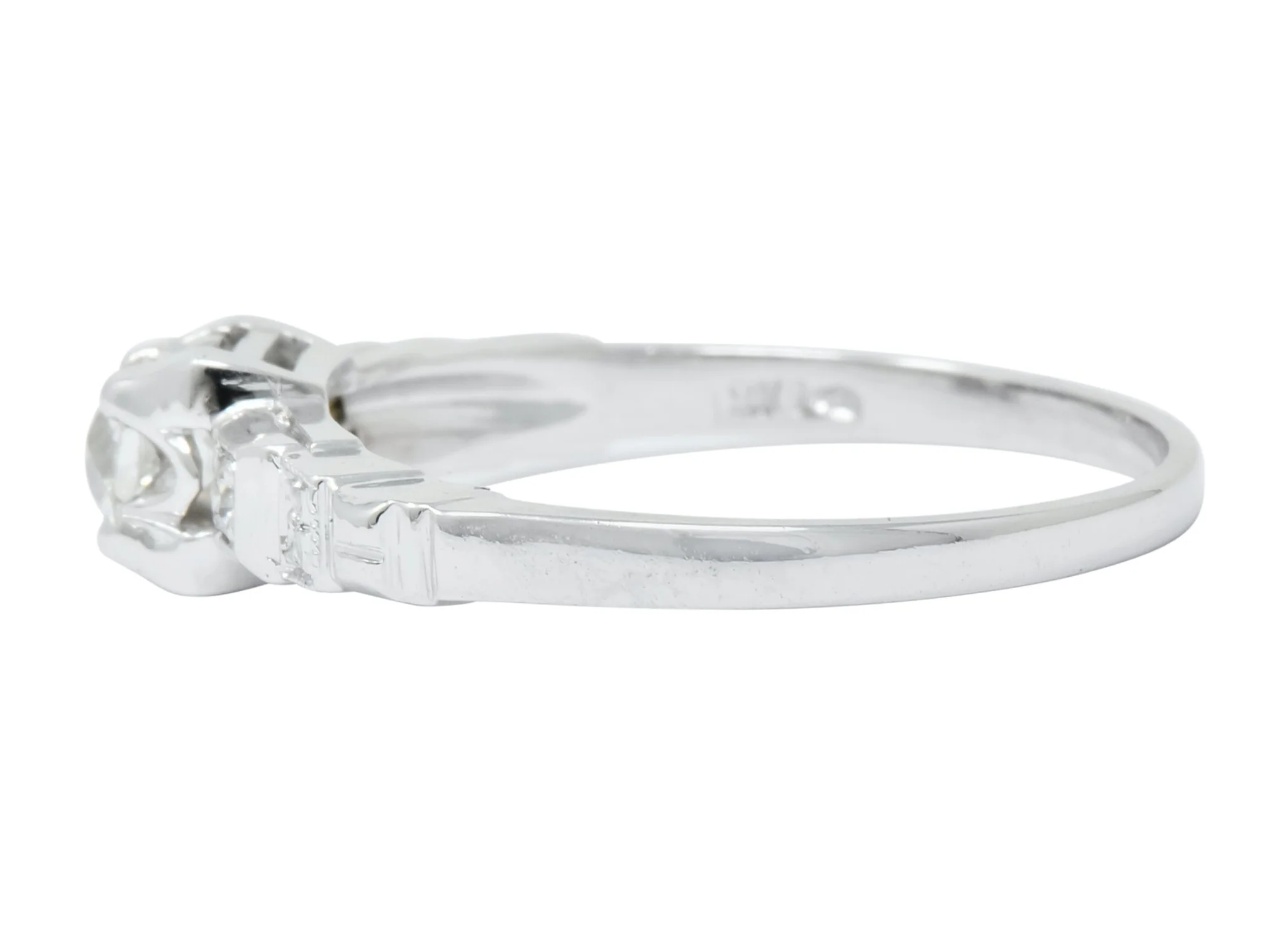 Theberath & Co. Art Deco Diamond 18 Karat White Gold Engagement Ring - Image 5