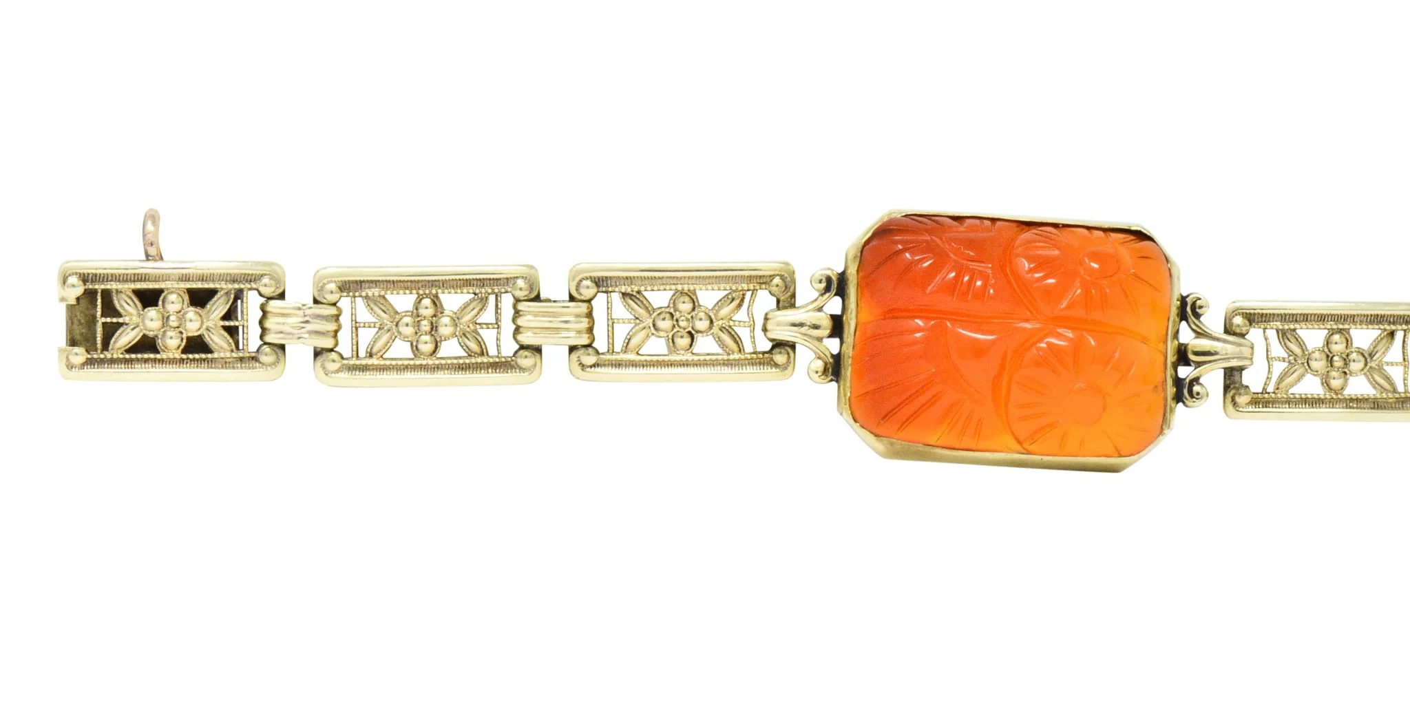 Theberath & Co. Art Nouveau Carnelian 14 Karat Gold Bracelet - Image 2