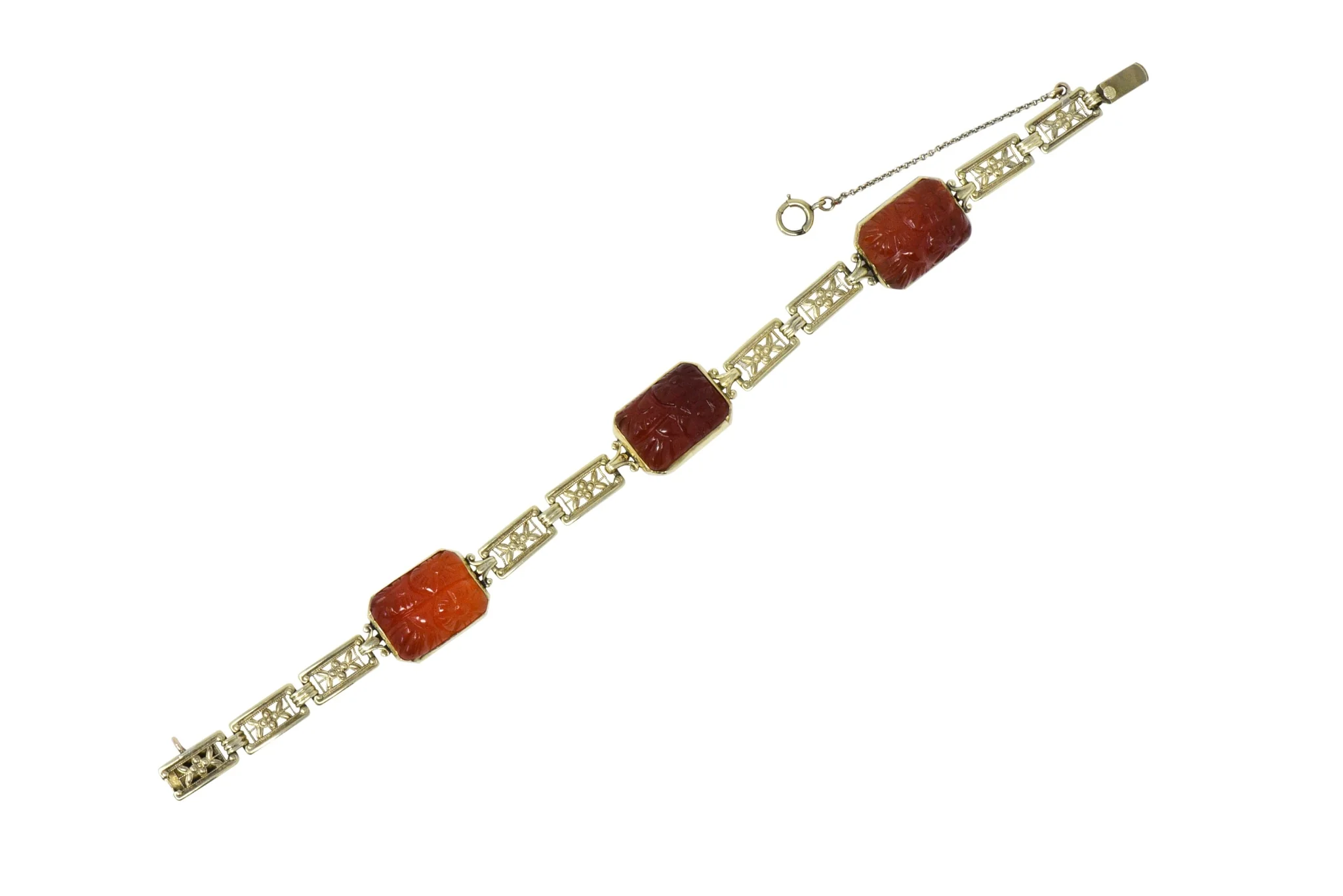 Theberath & Co. Art Nouveau Carnelian 14 Karat Gold Bracelet - Image 6