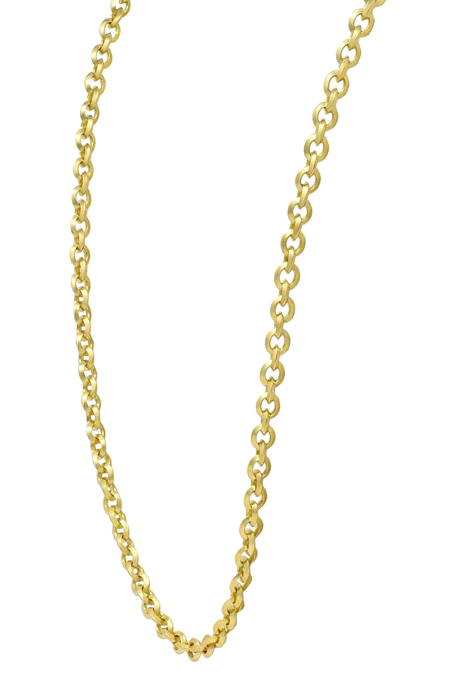 Theo Fennel Contemporary 18 Karat Yellow Gold Brushed Cable Link Unisex Chain Necklace - Image 4