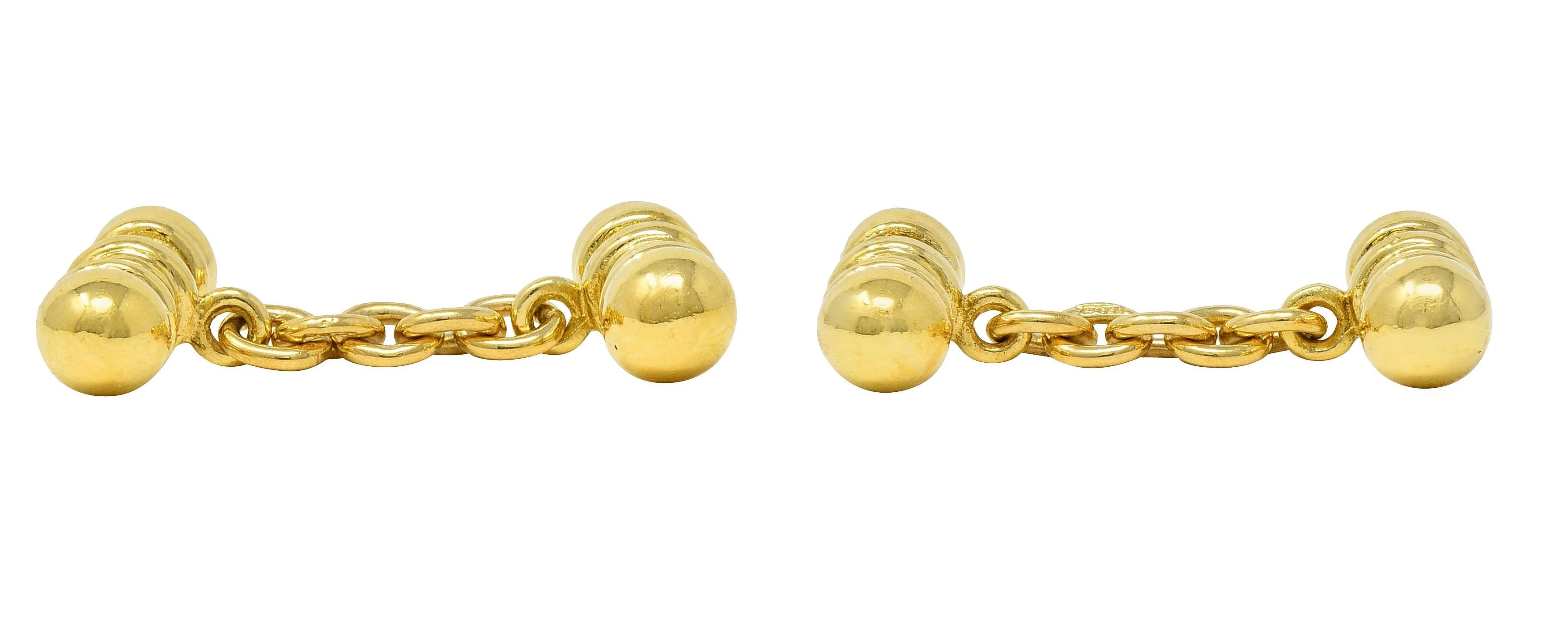 Theo Fennell 2003 British 18 Karat Yellow Gold Vintage Bar Cufflinks - Image 2