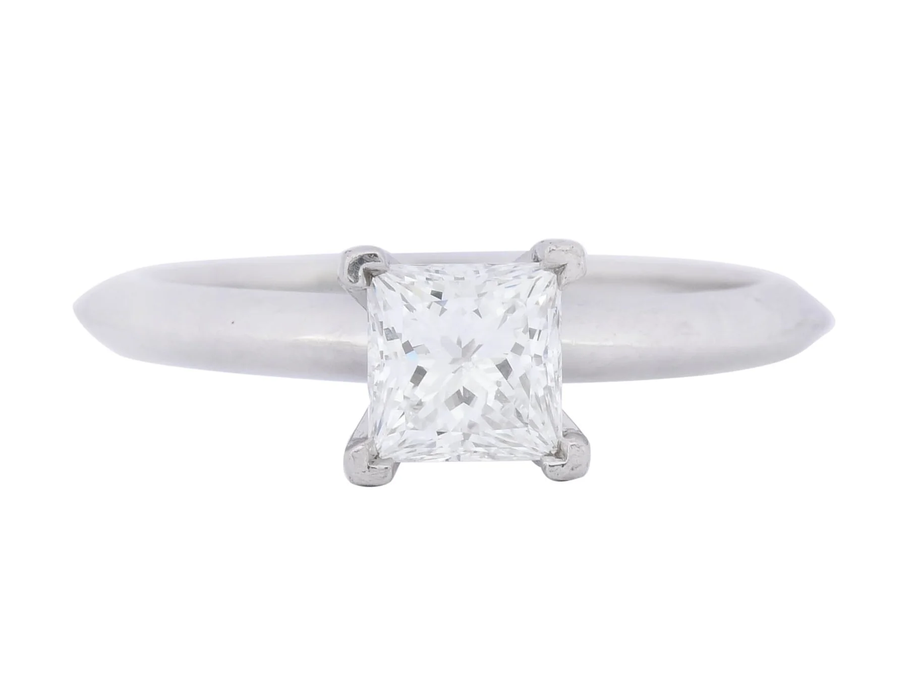 Tiffany & Co. 0.74 Carat Princess Cut Diamond Platinum Solitaire Engagement Ring