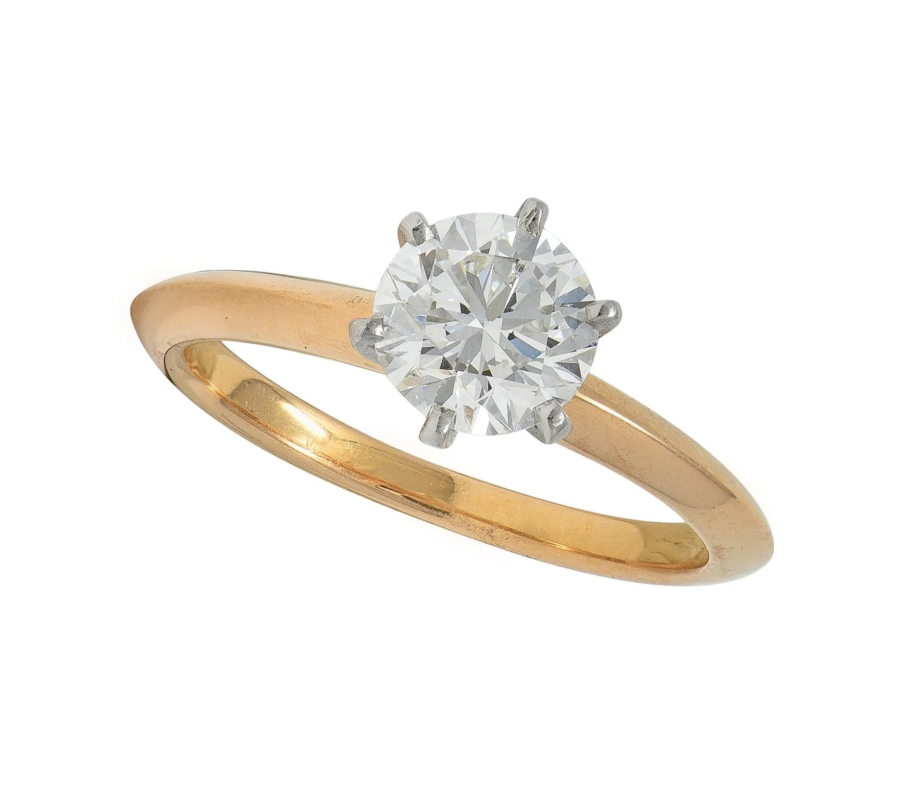 Tiffany & Co. 1.01 CT Diamond Platinum 18 Karat Yellow Gold Solitaire Engagement Ring GIA - Image 11
