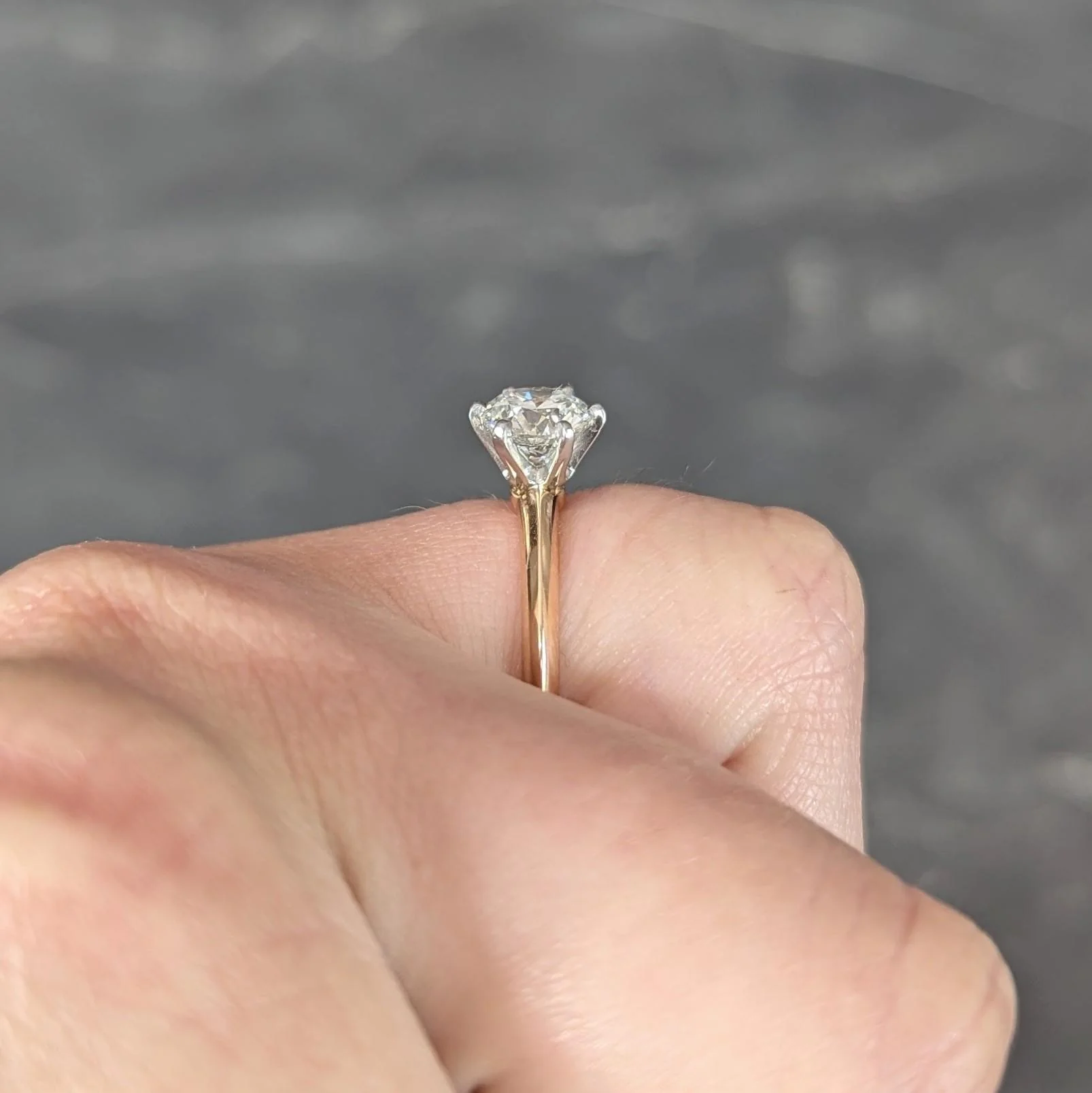 Tiffany & Co. 1.01 CT Diamond Platinum 18 Karat Yellow Gold Solitaire Engagement Ring GIA - Image 14